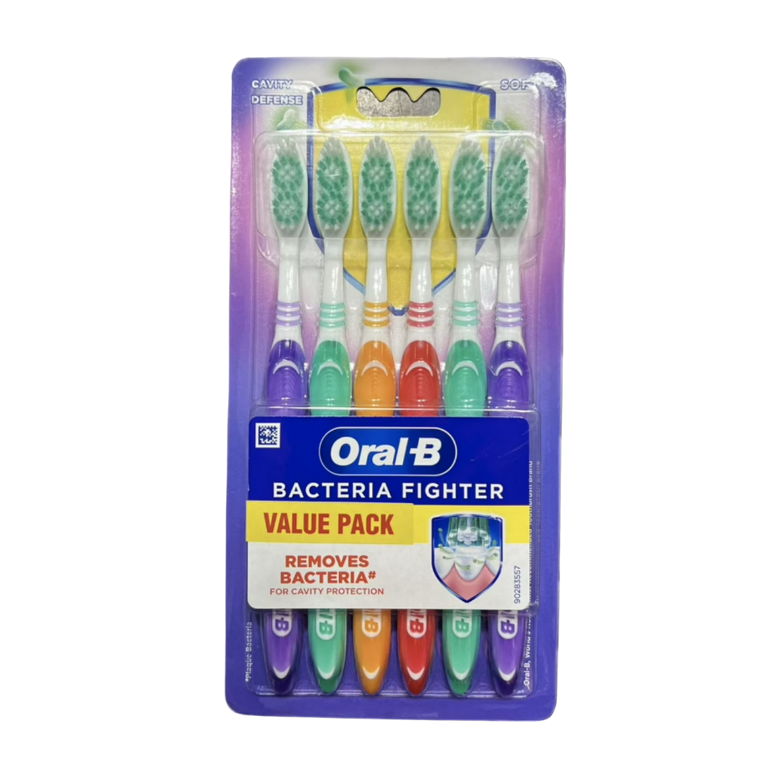 Oral-B Bacteria Fighter Soft Toothbrushes Value Pack (6ct) by Farmacias Savia