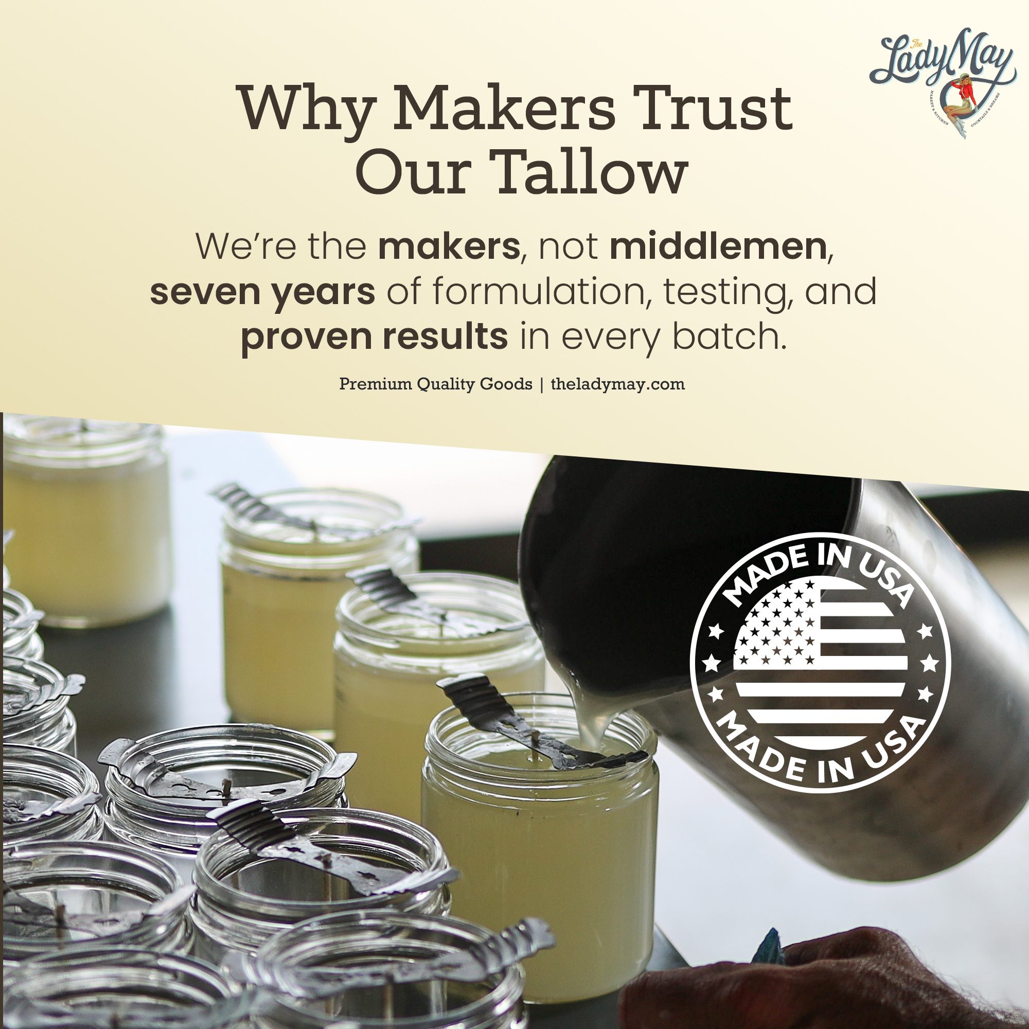 Bulk Grass-Fed Beef Tallow for Soap, Skincare & Candles | 2,8,16 lbs | Maker-Proven Quality by Lady May Tallow