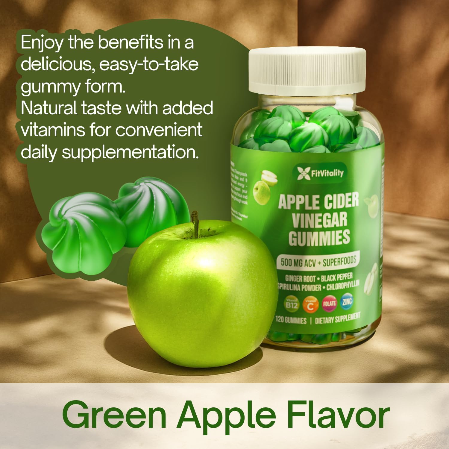 Premium Apple Cider Vinegar (ACV) Gummies, Formulated with Vitamin B12, Zinc, Ginger & Vitamin C by FreshDrinkUS - Natural and Premium Herbal Tea