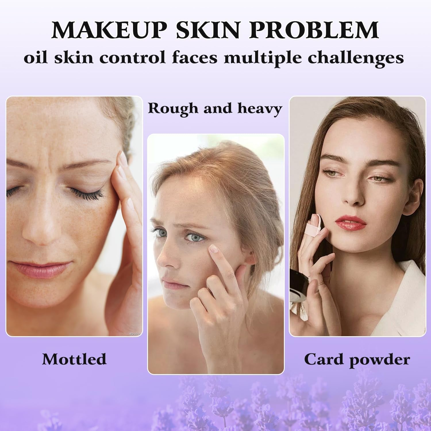 Gel-Like Formula Oil-Control Primer & Setting Powder, Polvos Compactos Matte Powder for Silky Blurring Oil Control, Lavender Blurring Powder by Korean Skin Care