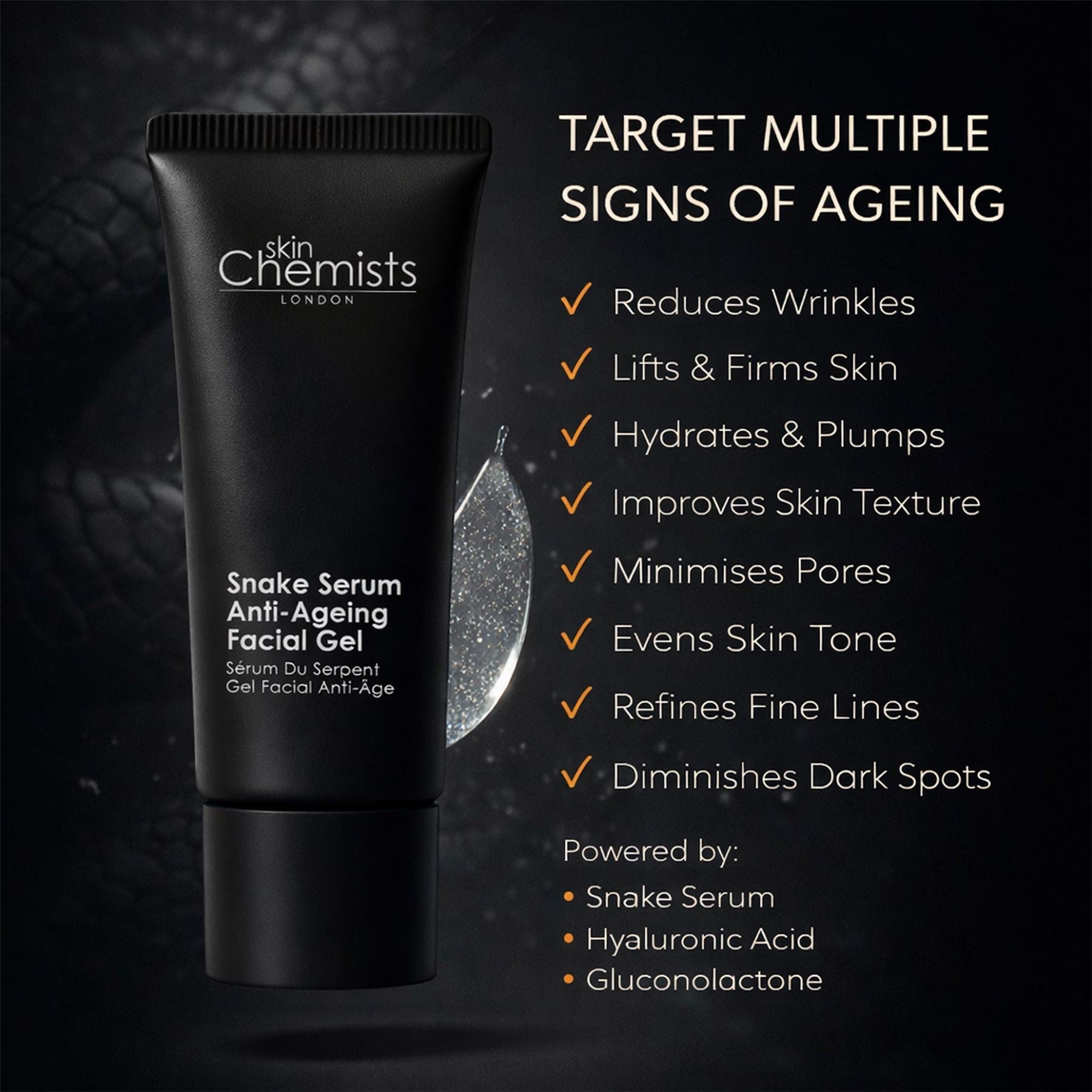 skinChemists Snake Serum Anti-Ageing Facial Gel 30ml by skinChemists US