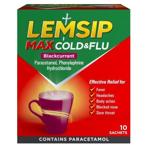 Lemsip Max Cold & Flu Blackcurrant 10pk by Pasteur Pharmacy