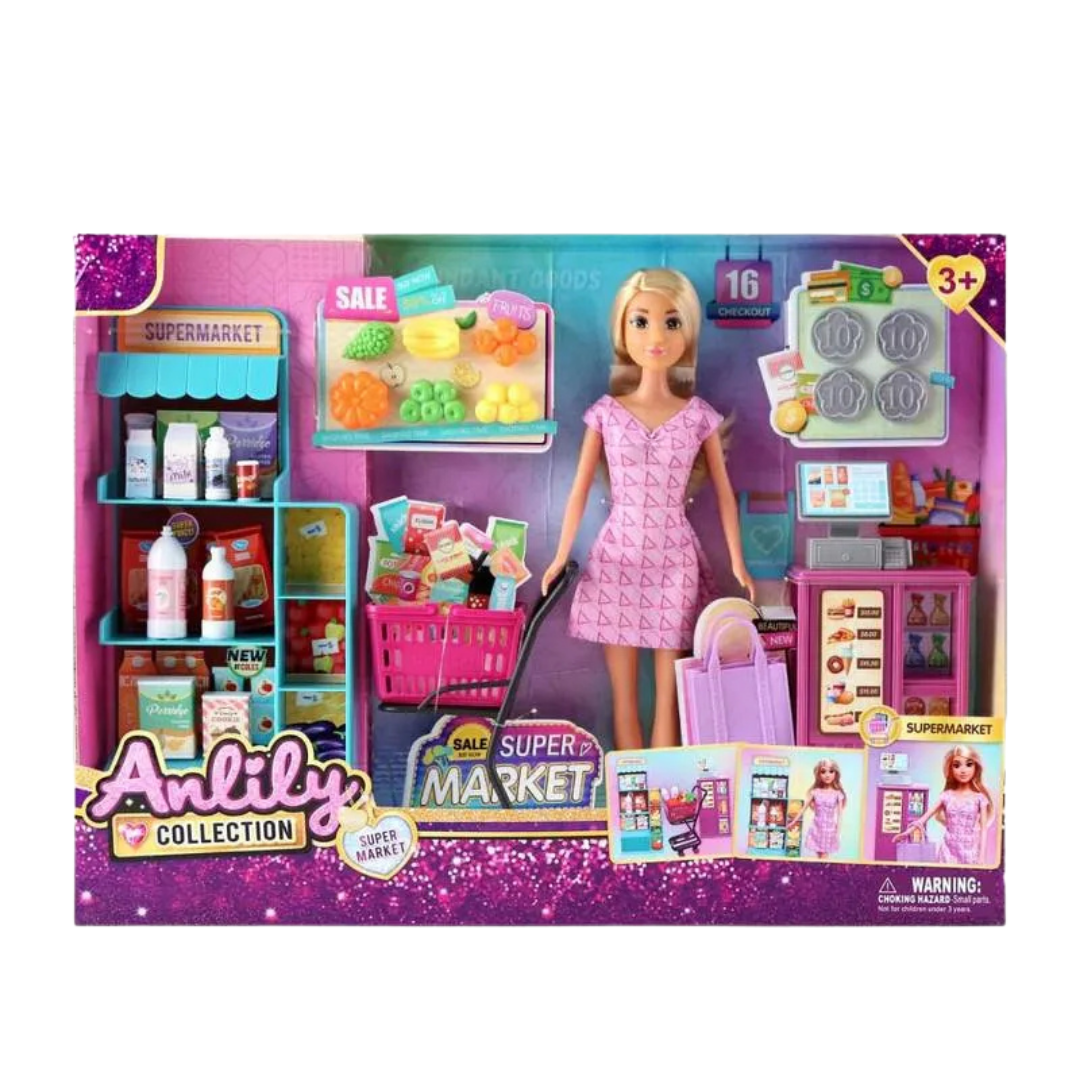 Anlily Supermarket Shopping Playset with Doll & Accessories by Farmacias Savia