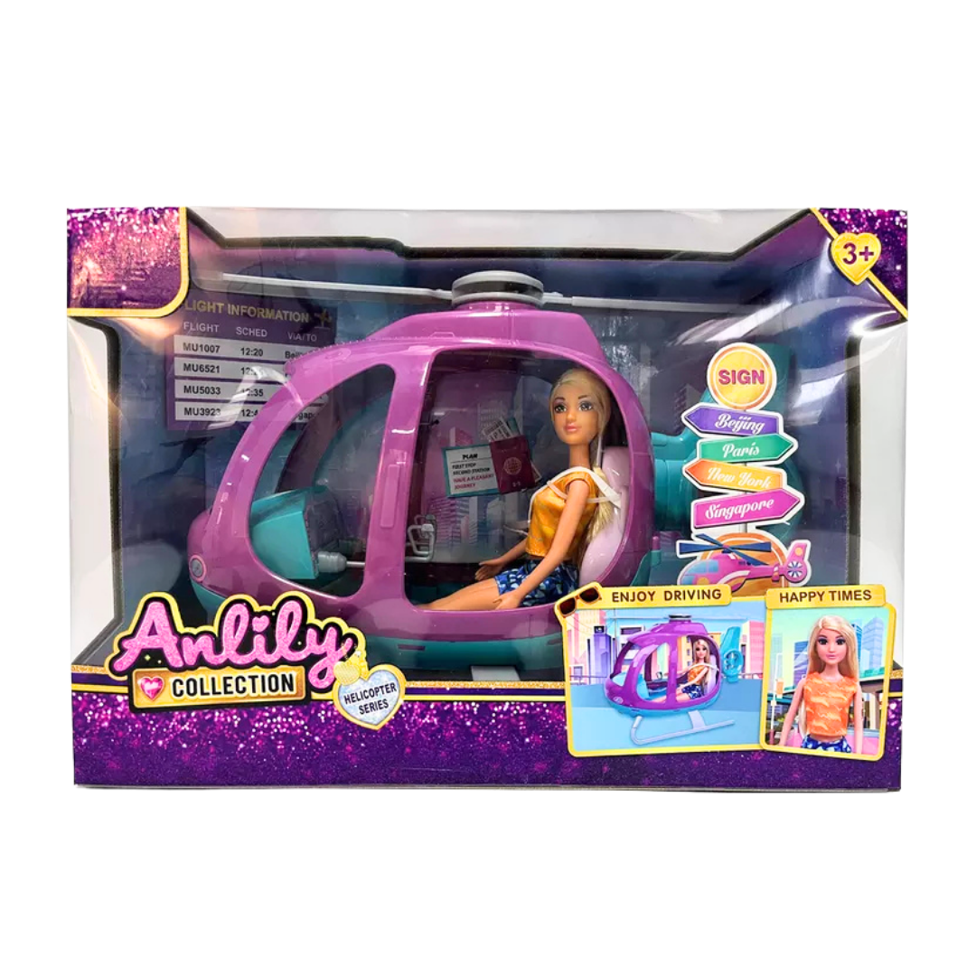 Anlily Helicopter Series Playset with Doll & Travel Accessories by Farmacias Savia