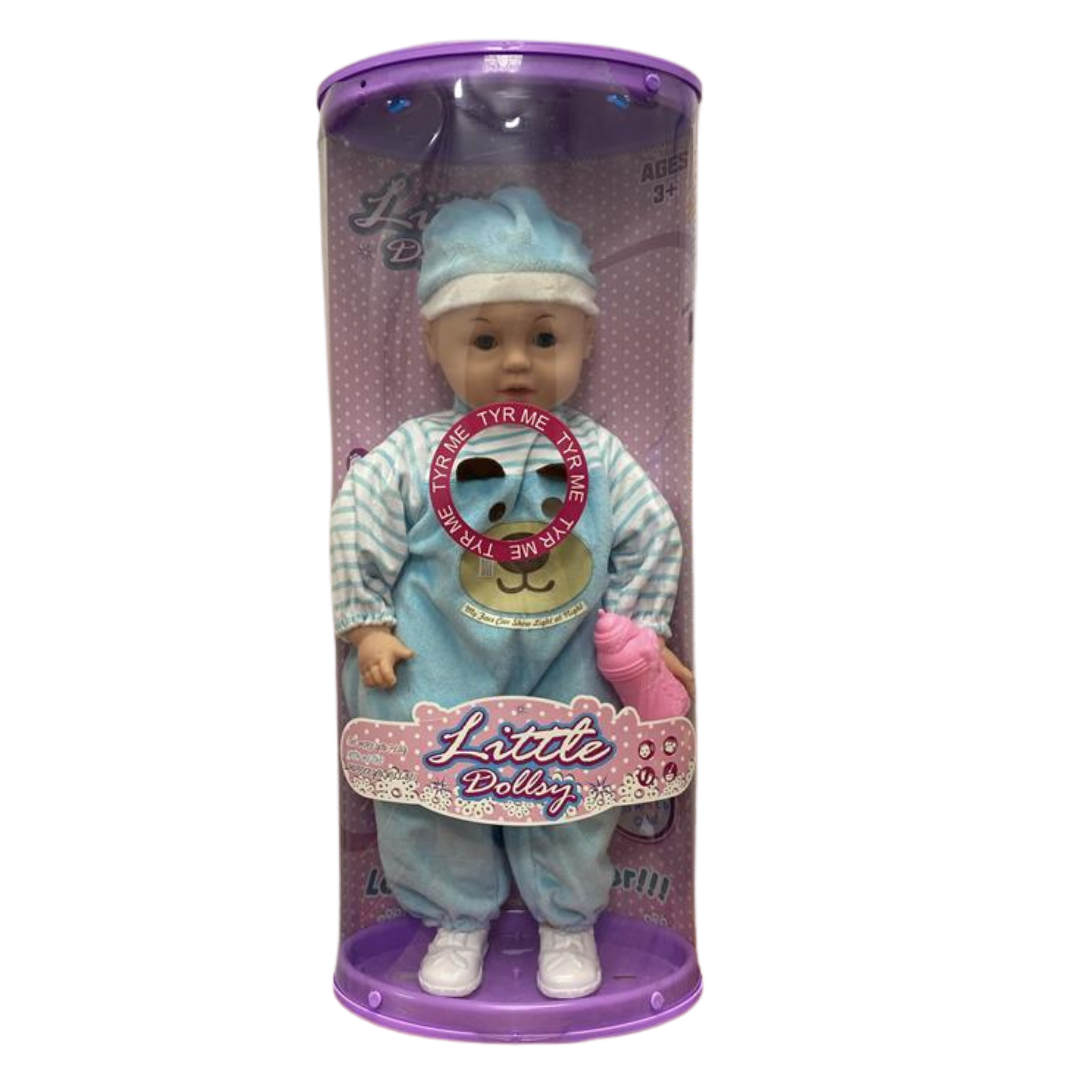 Little Dollsy Baby Doll with Glow-in-the-Dark Face (Purple Bear) by Farmacias Savia