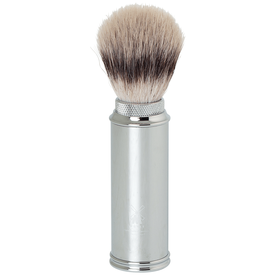Edwin Jagger Synthetic Fibre Travel Shaving Brush Vented Nickel Case 21M529 by Pasteur Pharmacy