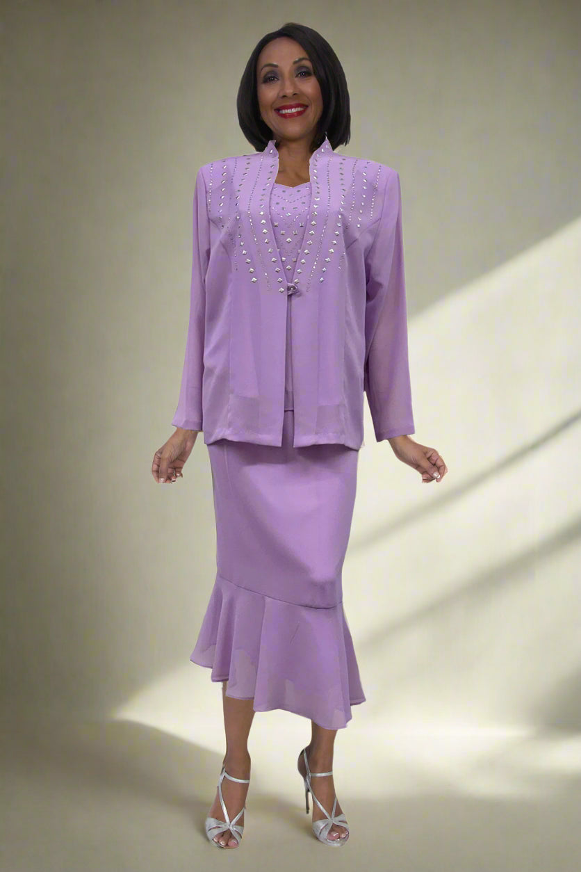 CLEARANCE - Hosanna 5558 Modest 3-Piece Outfit Set Ankle Length (Size L) by DiscountDressShop