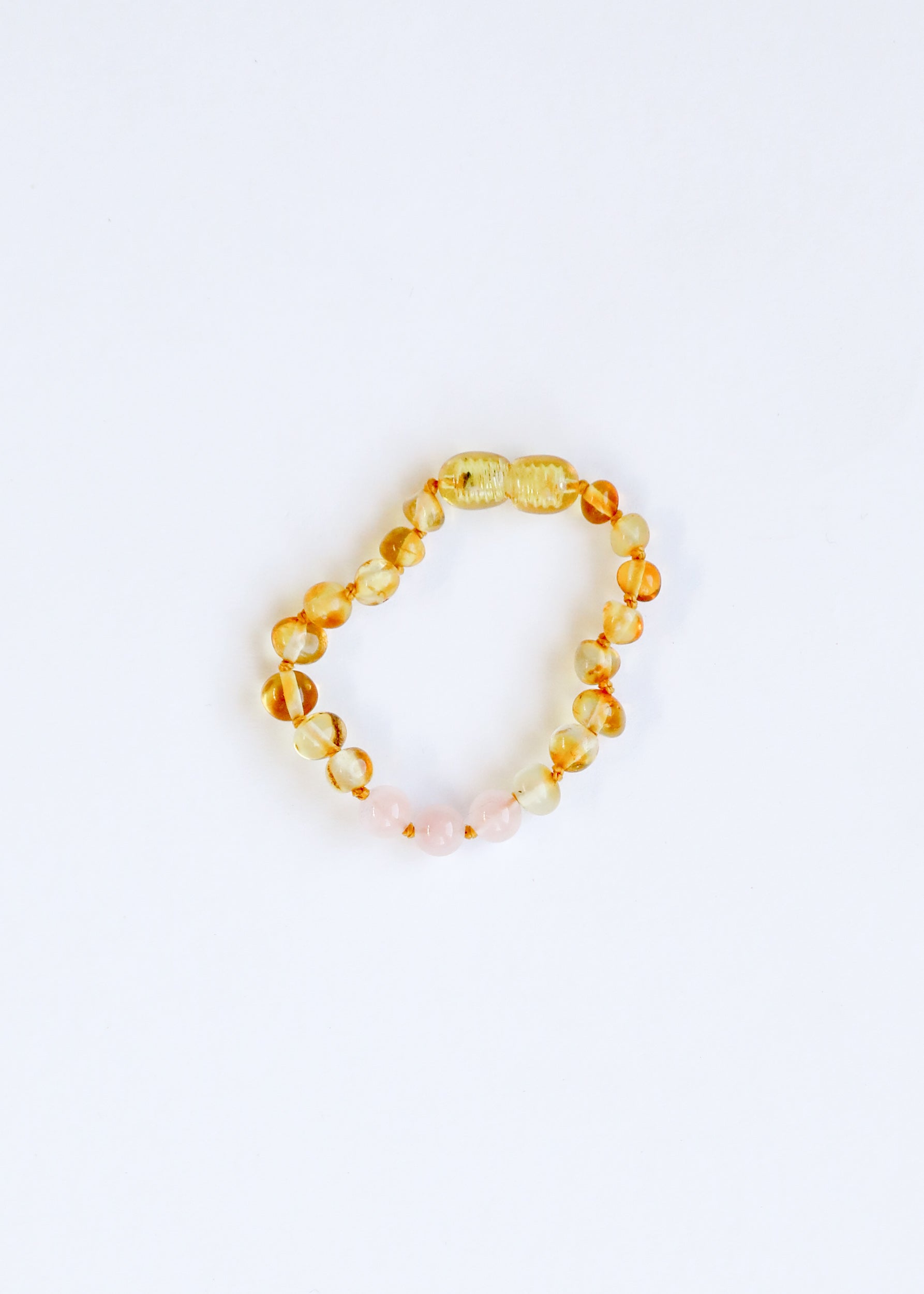Polished Honey Baltic Amber + Rose Quartz || Anklet or Bracelet by CanyonLeaf