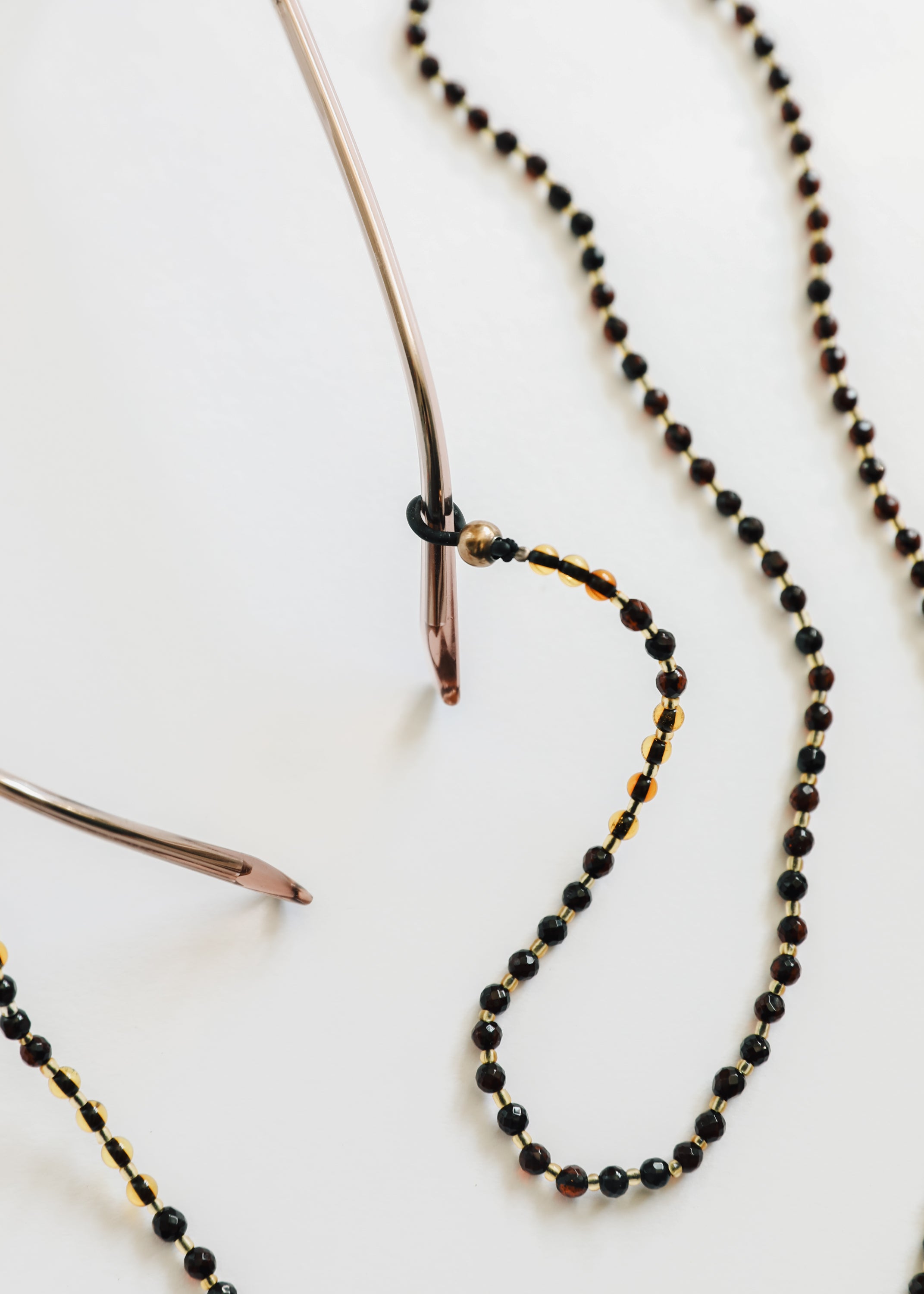 Baltic Sea Amber + Gemstone || Beaded Eyeglass Necklace - Natural Black by CanyonLeaf