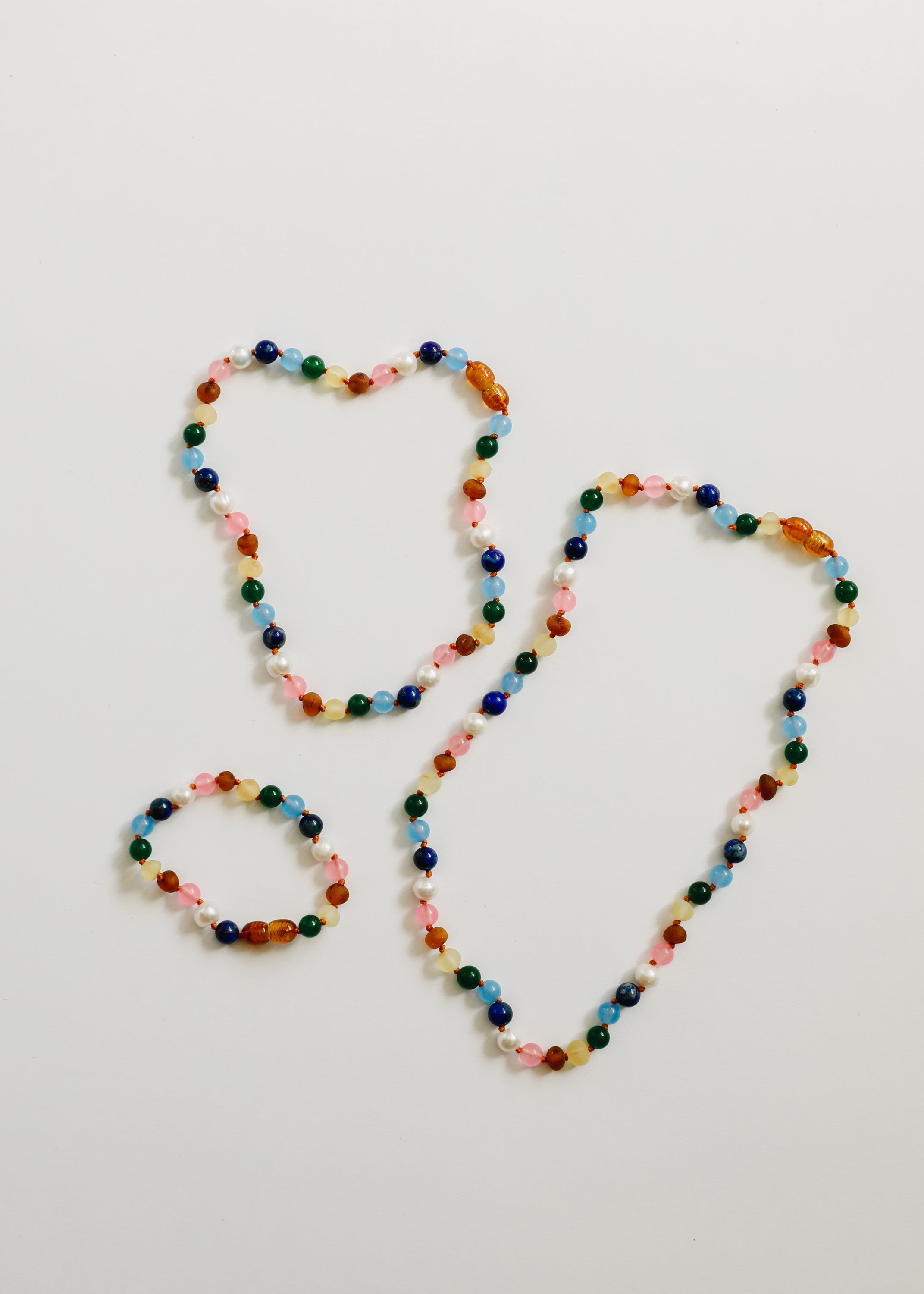 Raw Baltic Amber and Pearl Necklace + Sweet Pink Gemstones by CanyonLeaf