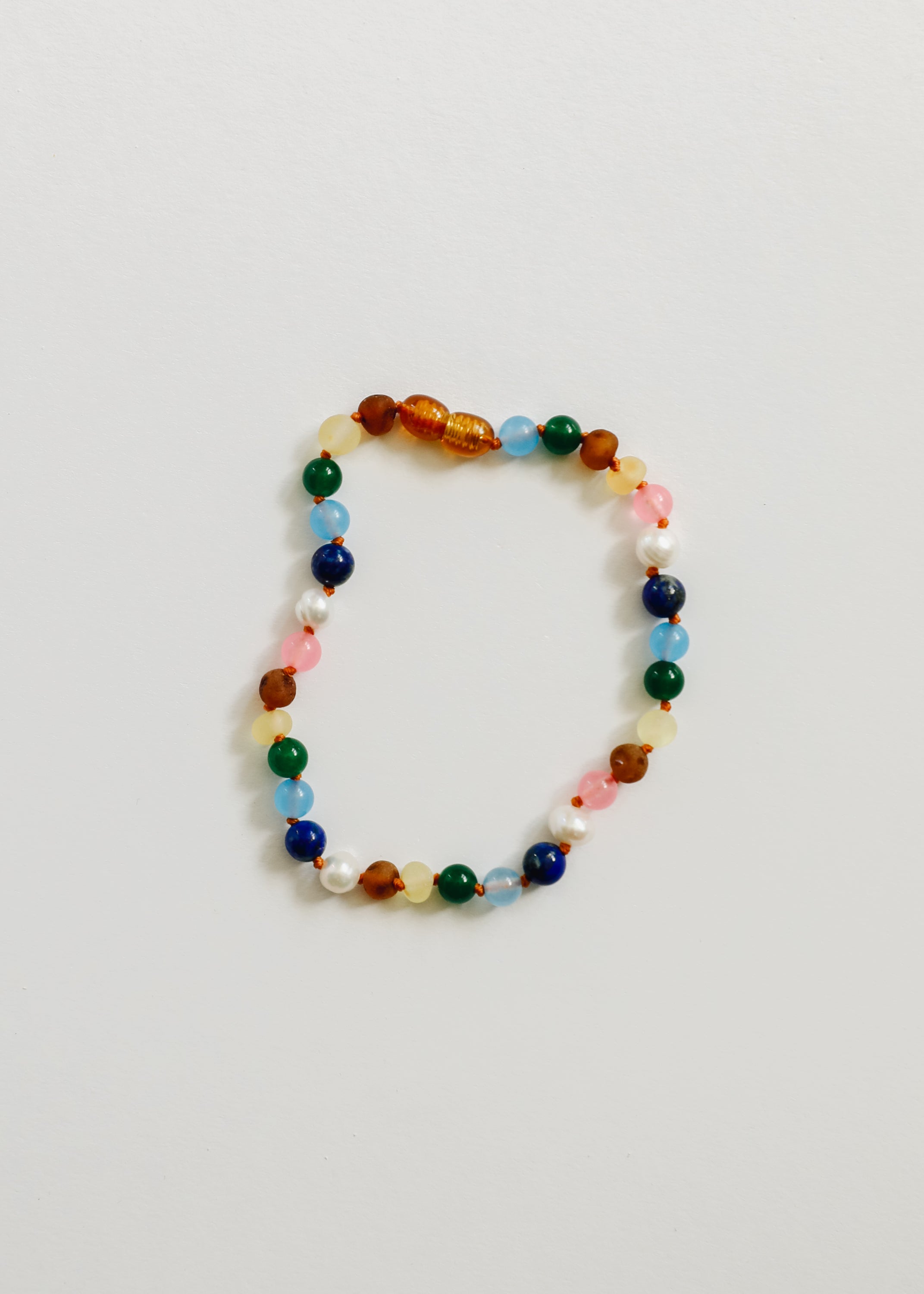 Raw Baltic Amber and Pearl Bracelet + Sweet Pink Gemstones by CanyonLeaf