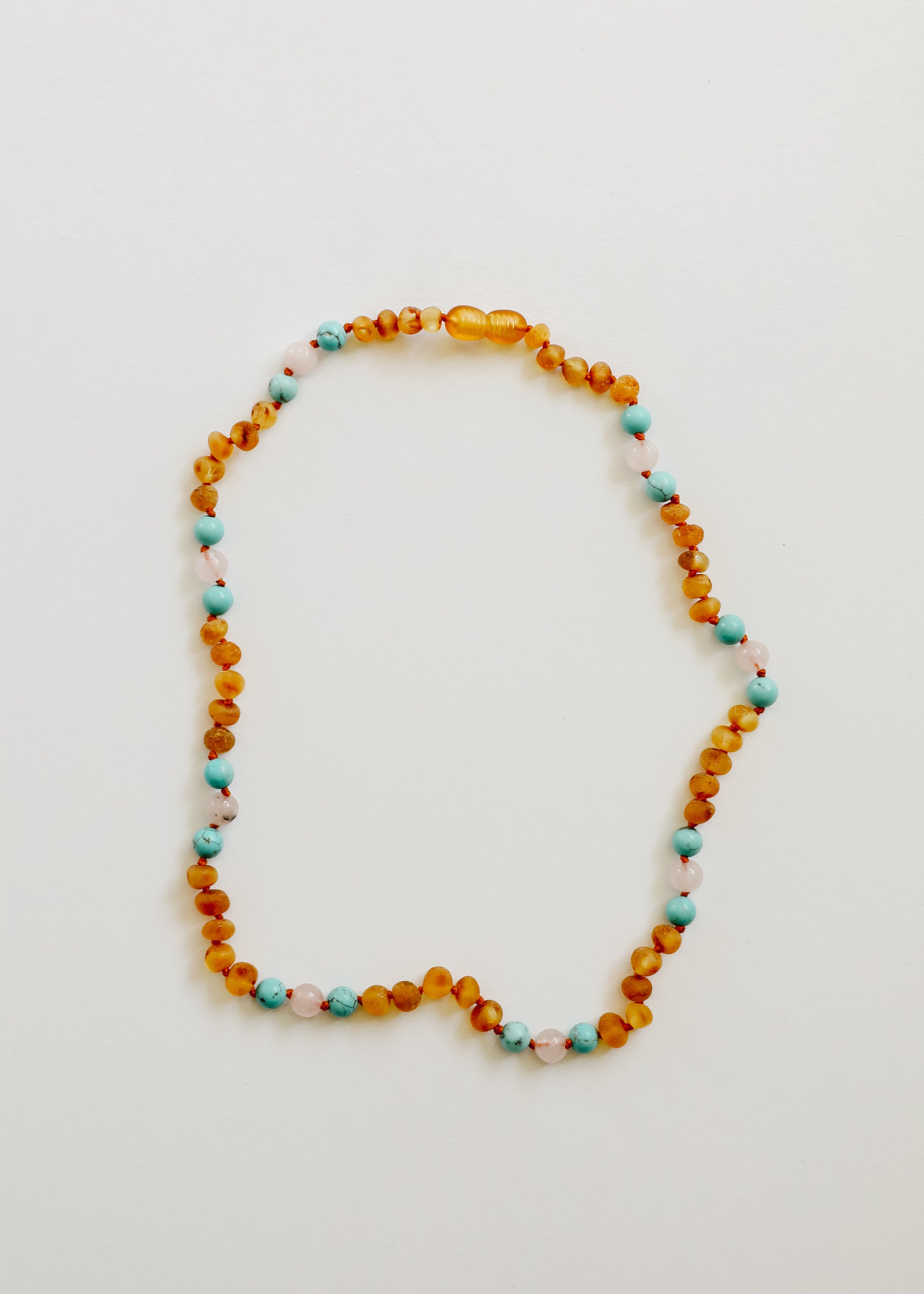 Raw Honey Baltic Amber and Natural Turquoise + Rose Quartz || Necklace by CanyonLeaf