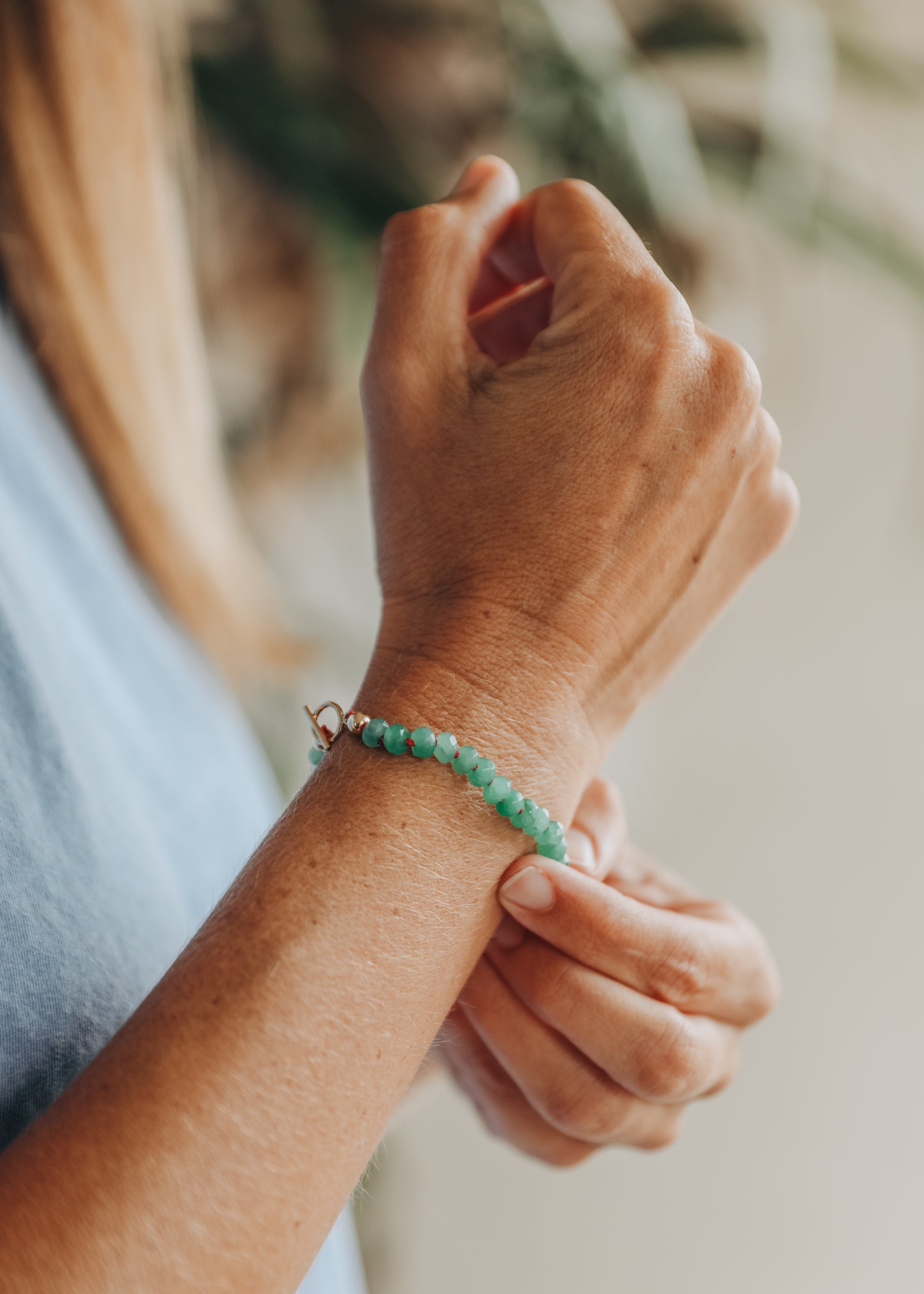 Natural Aventurine + 14k Gold Filled Toggle || Gemstone Bracelet or Anklet by CanyonLeaf
