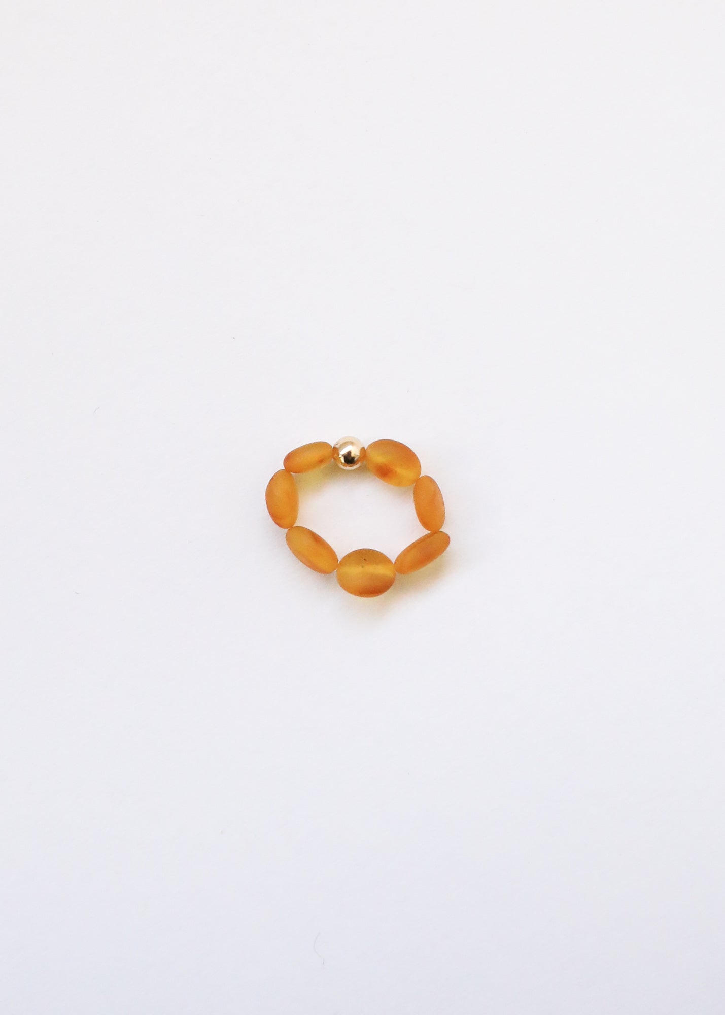 Raw Honey Baltic Amber + 14K Gold Filled || Beaded Stretch Ring by CanyonLeaf