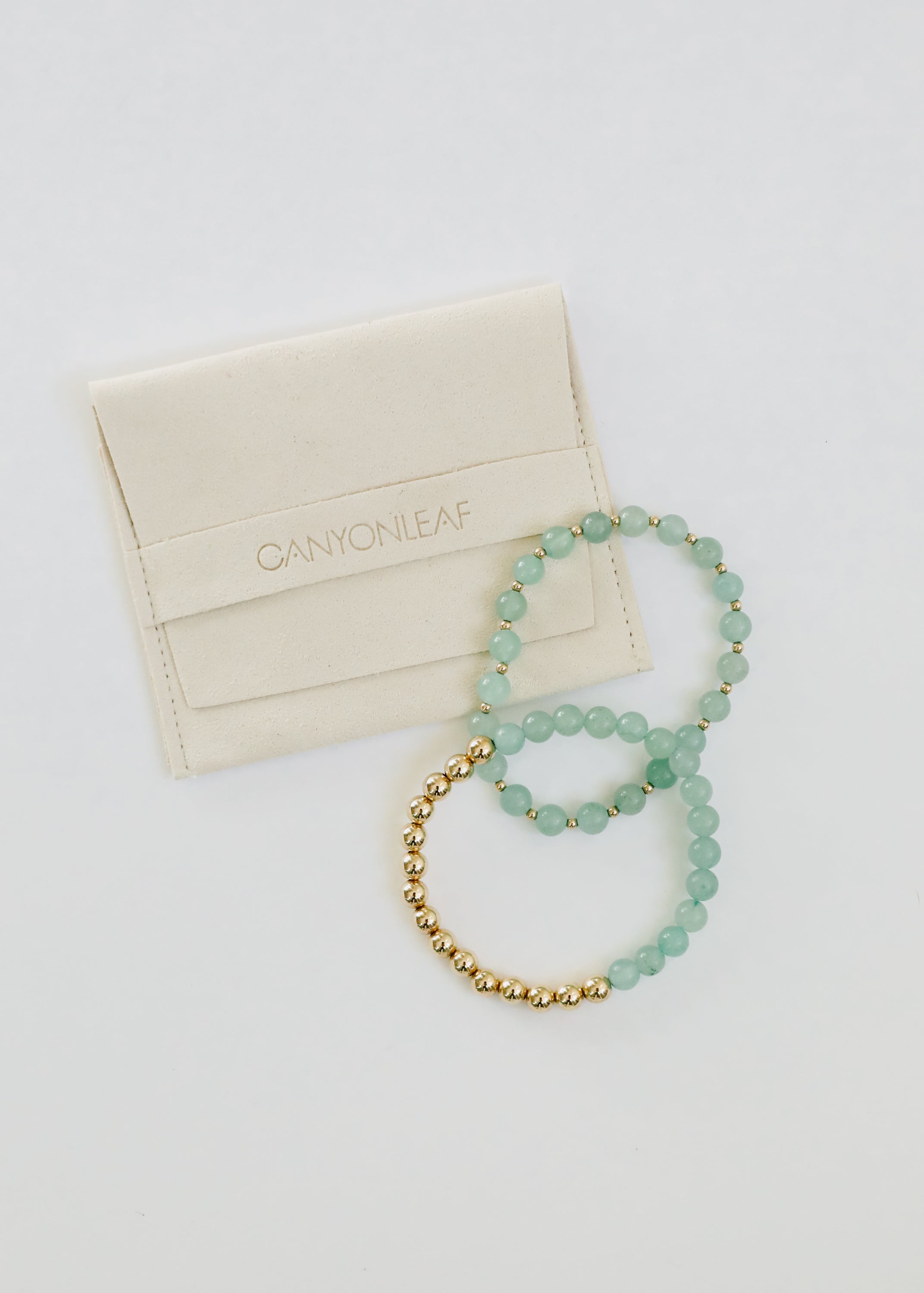 Aventurine Gemstone + 14K Gold Filled || Beaded Stretch Bracelets by CanyonLeaf