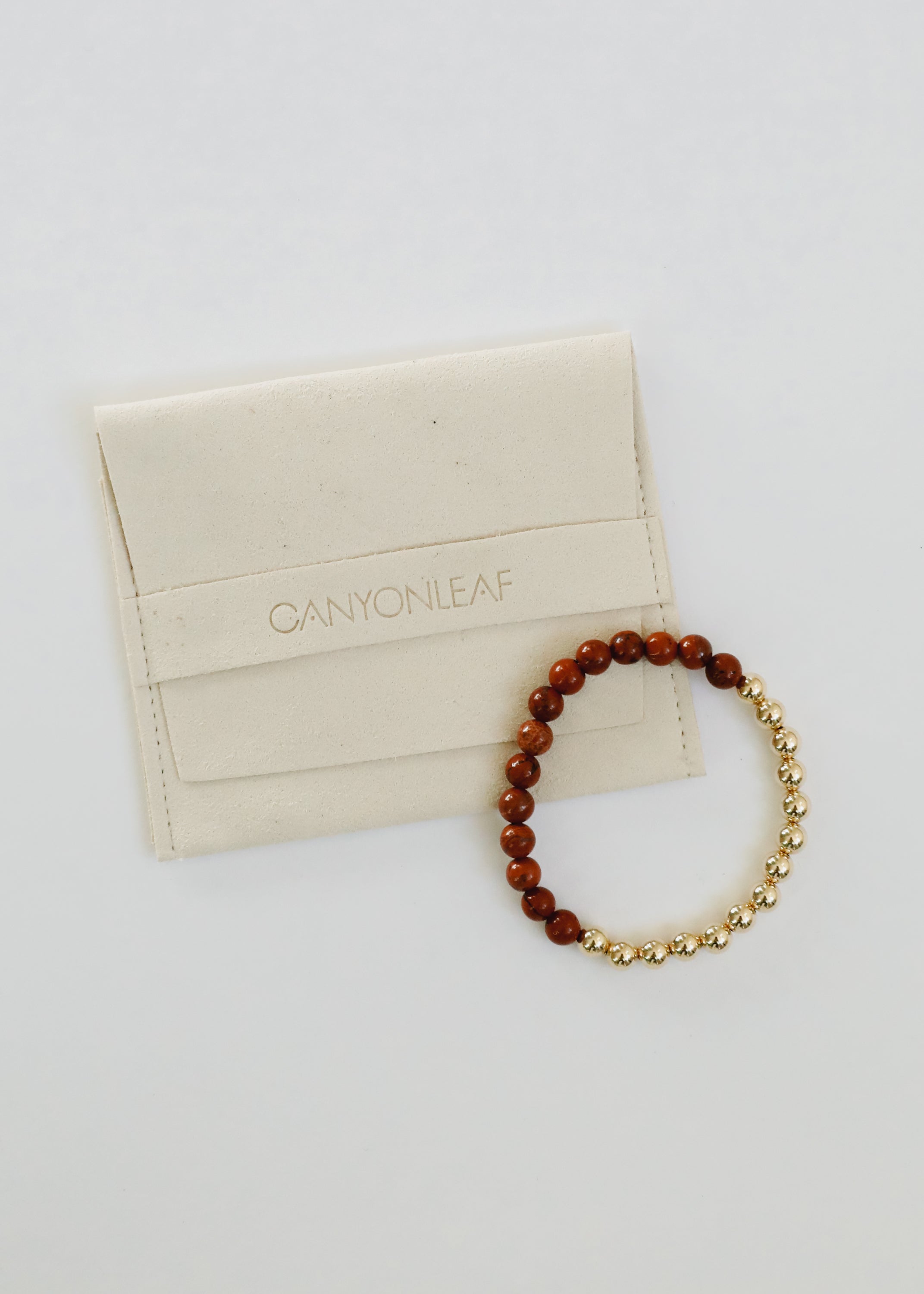 Red Jasper : 14k Gold Filled Sun + Moon || Stretch Bracelets by CanyonLeaf