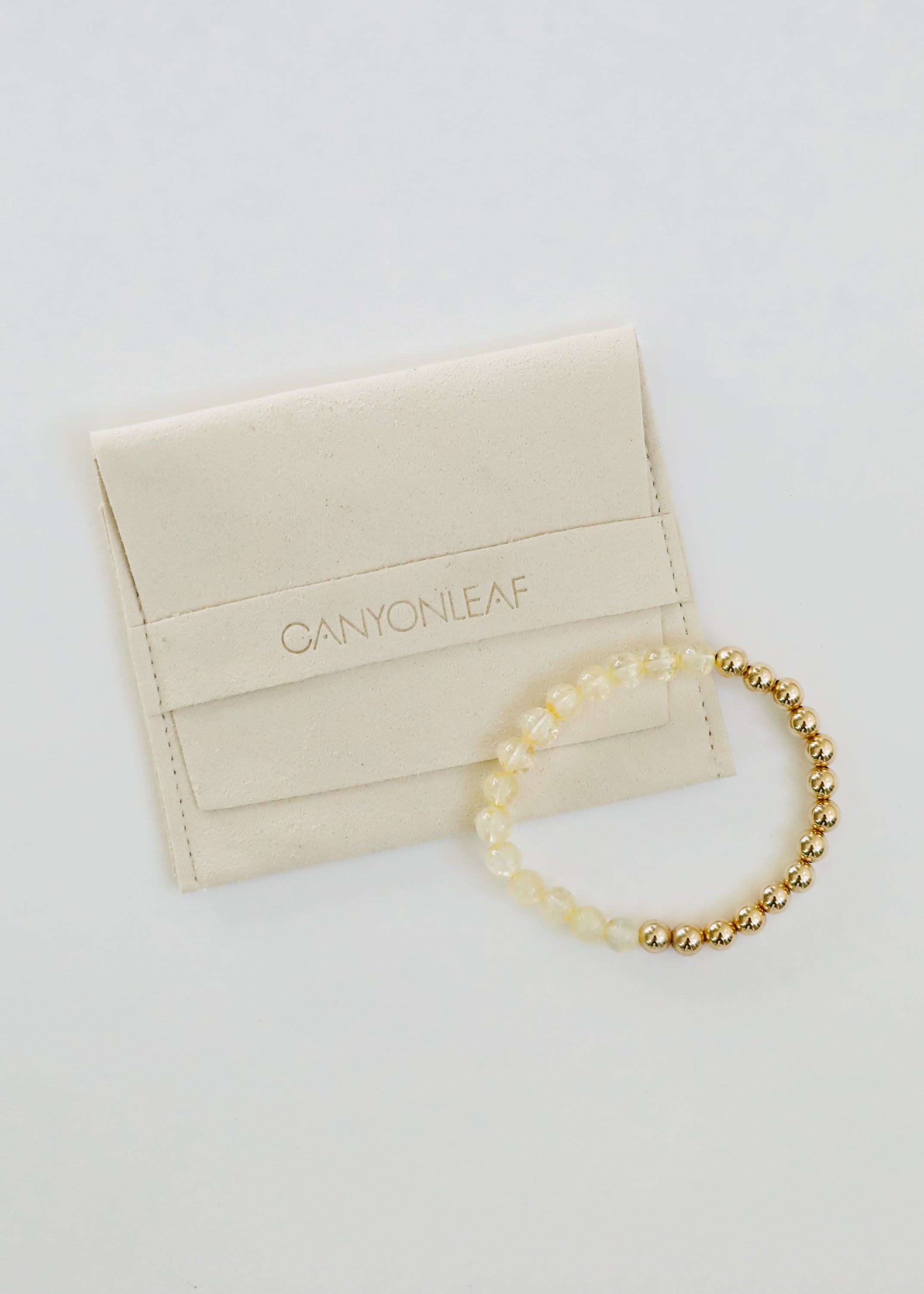 Citrine Gemstone + 14K Gold Filled Beaded Stretch Bracelet by CanyonLeaf