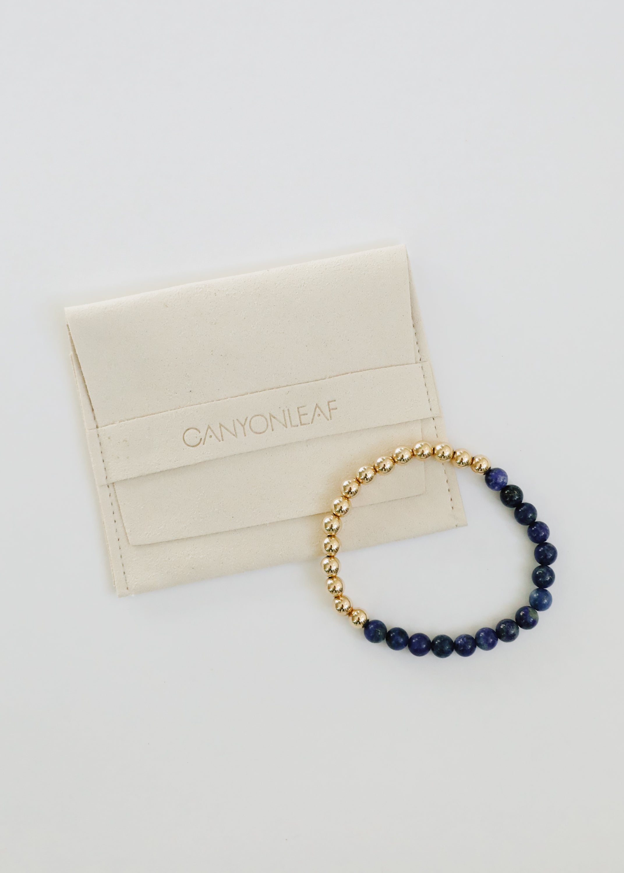 Lapis Lazuli : 14k Gold Filled Beaded Sun + Moon || Stretch Bracelets by CanyonLeaf