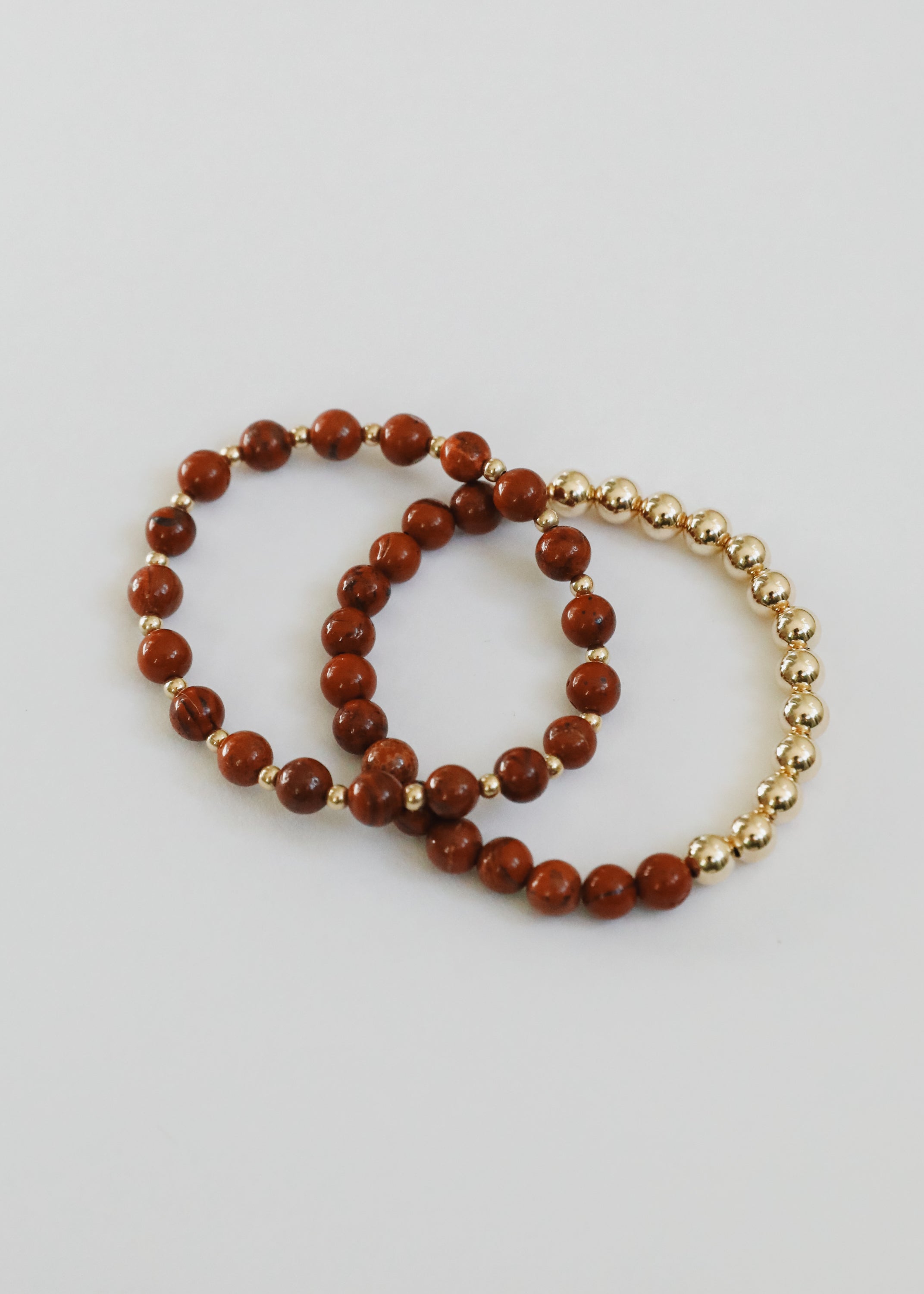Red Jasper : 14k Gold Filled Sun + Moon || Stretch Bracelets by CanyonLeaf