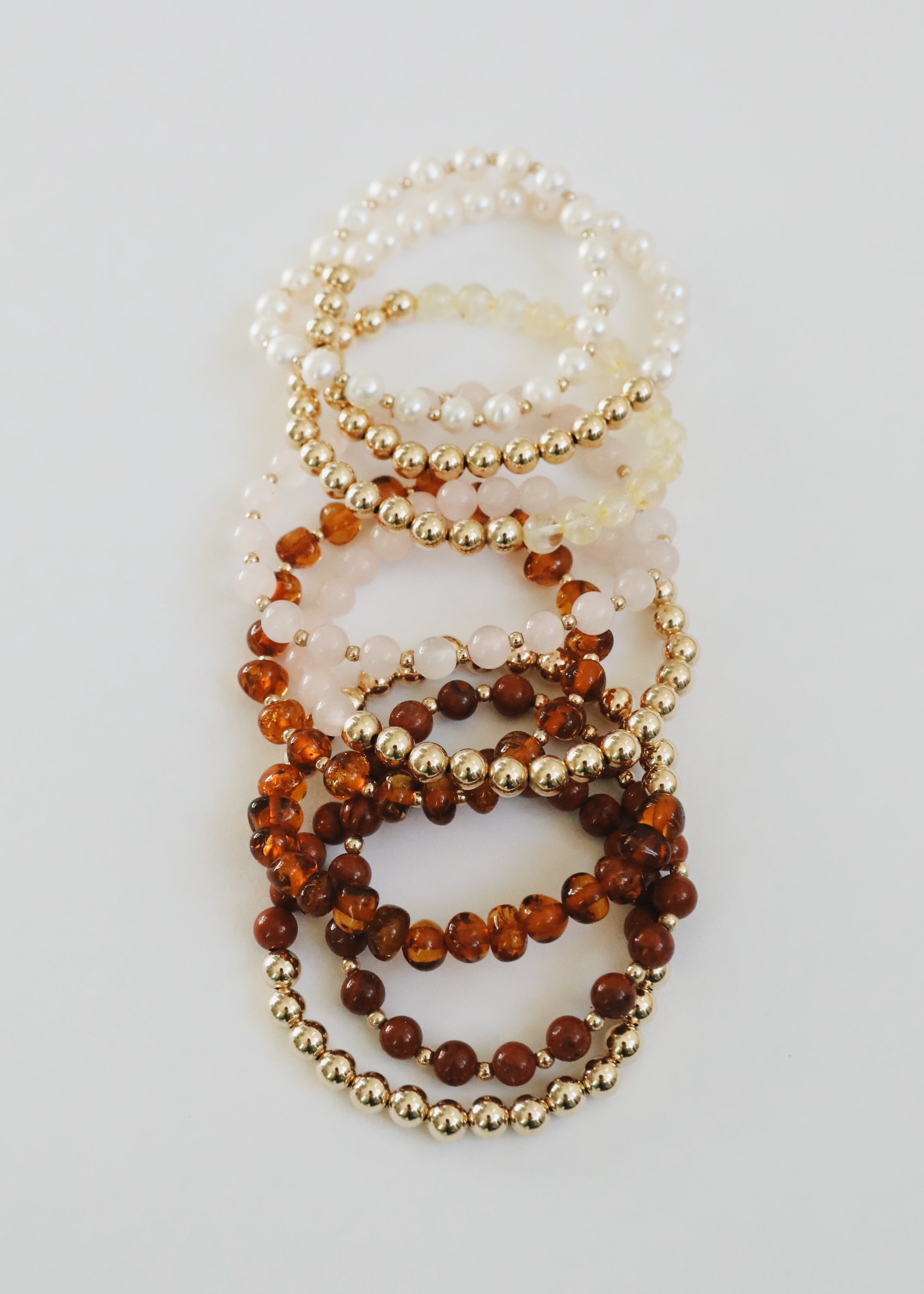 Baltic Sea Amber : 14k Gold Filled Beaded Sun + Moon || Adult Bracelets by CanyonLeaf