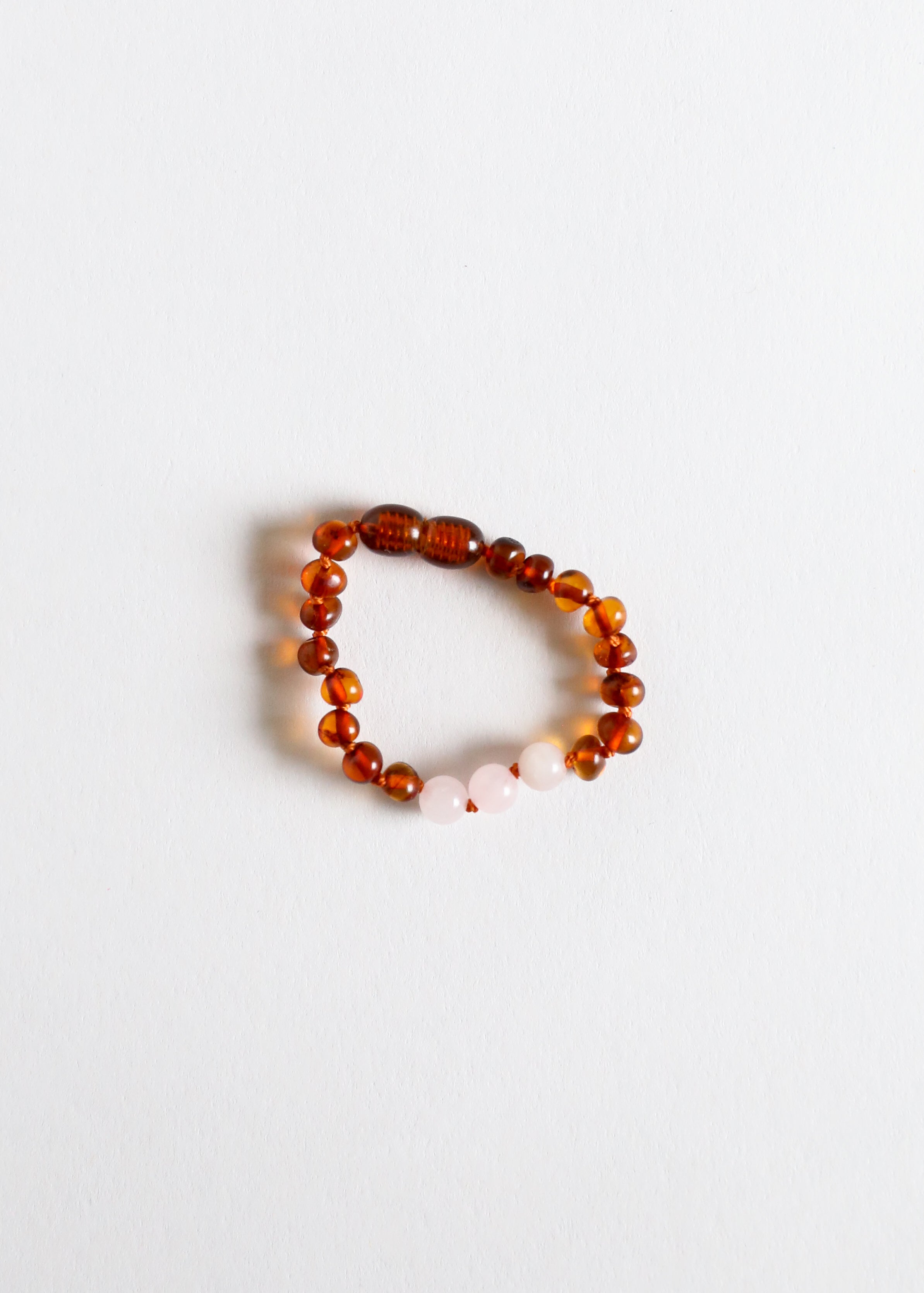 Polished Cognac Baltic Amber + Rose Quartz || Anklet or Bracelet by CanyonLeaf