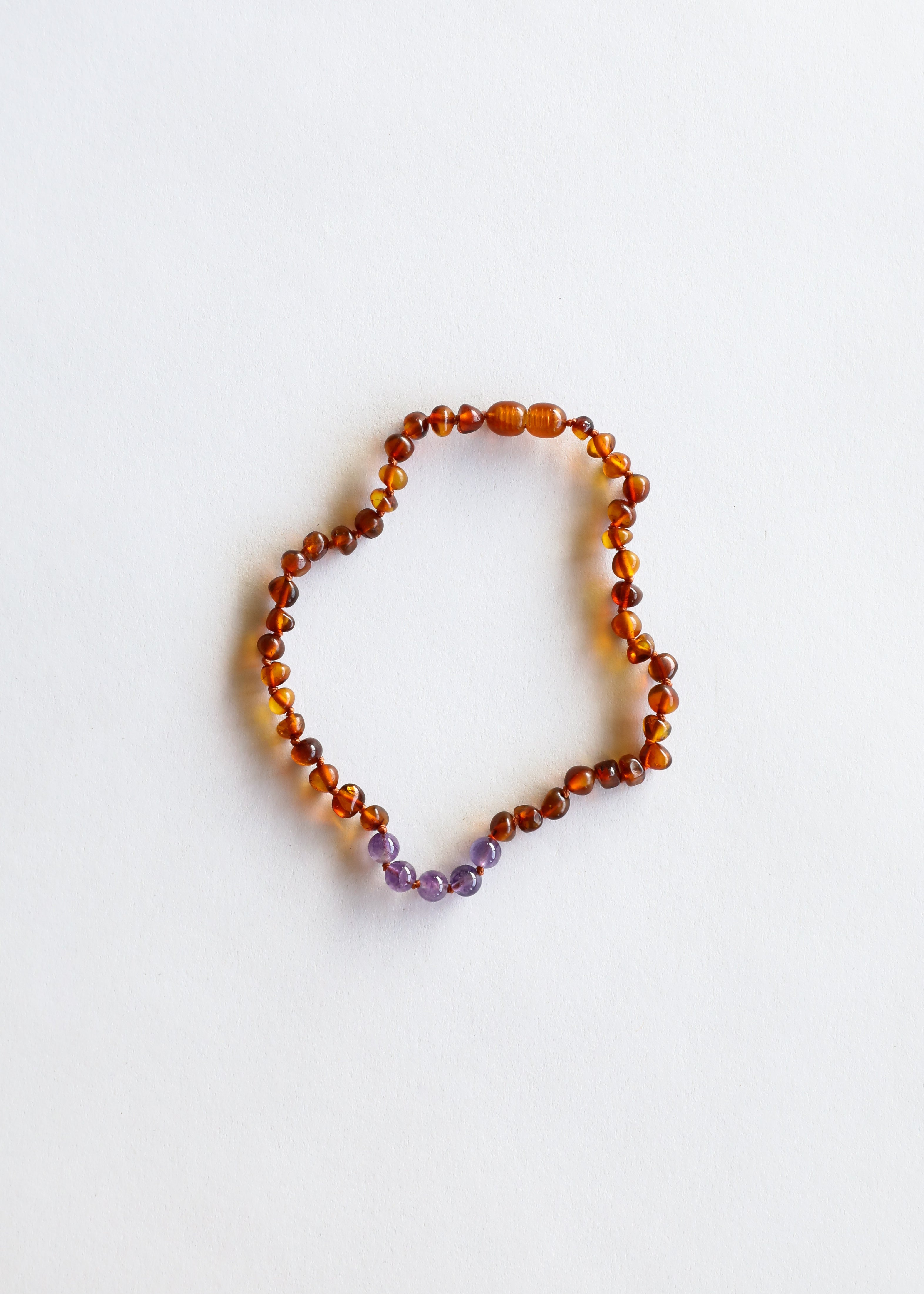 Polished Cognac Baltic Amber + Amethyst || Necklace by CanyonLeaf