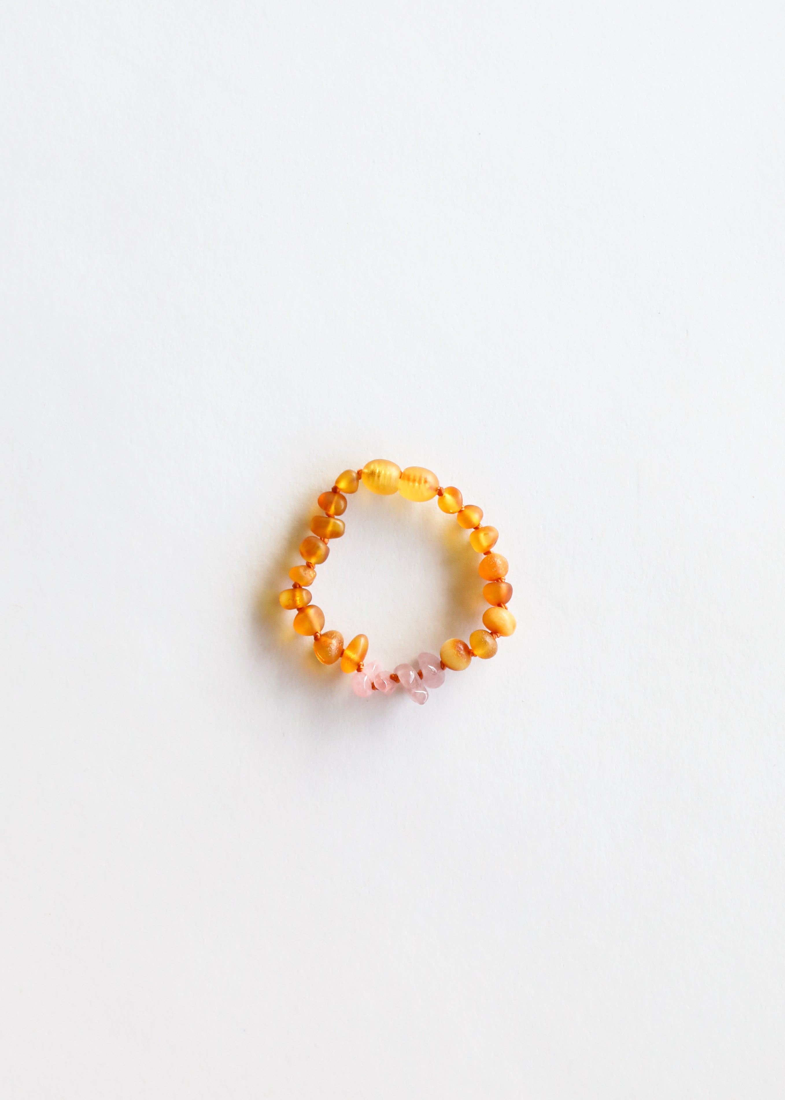 Raw Honey Baltic Amber + Raw Rose Quartz || Anklet or Bracelet by CanyonLeaf