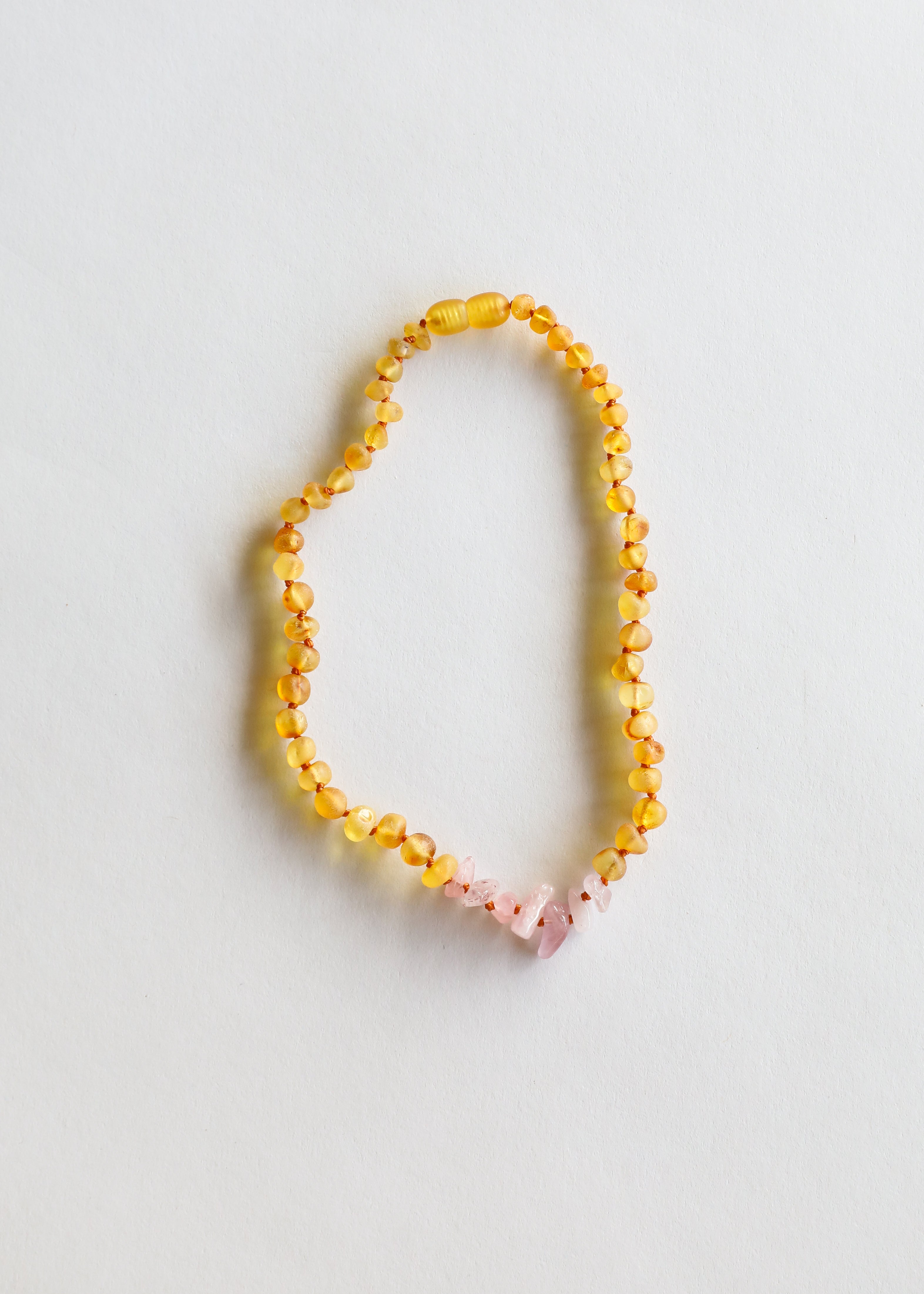 Raw Honey Baltic Amber + Raw Rose Quartz || Kids Set by CanyonLeaf