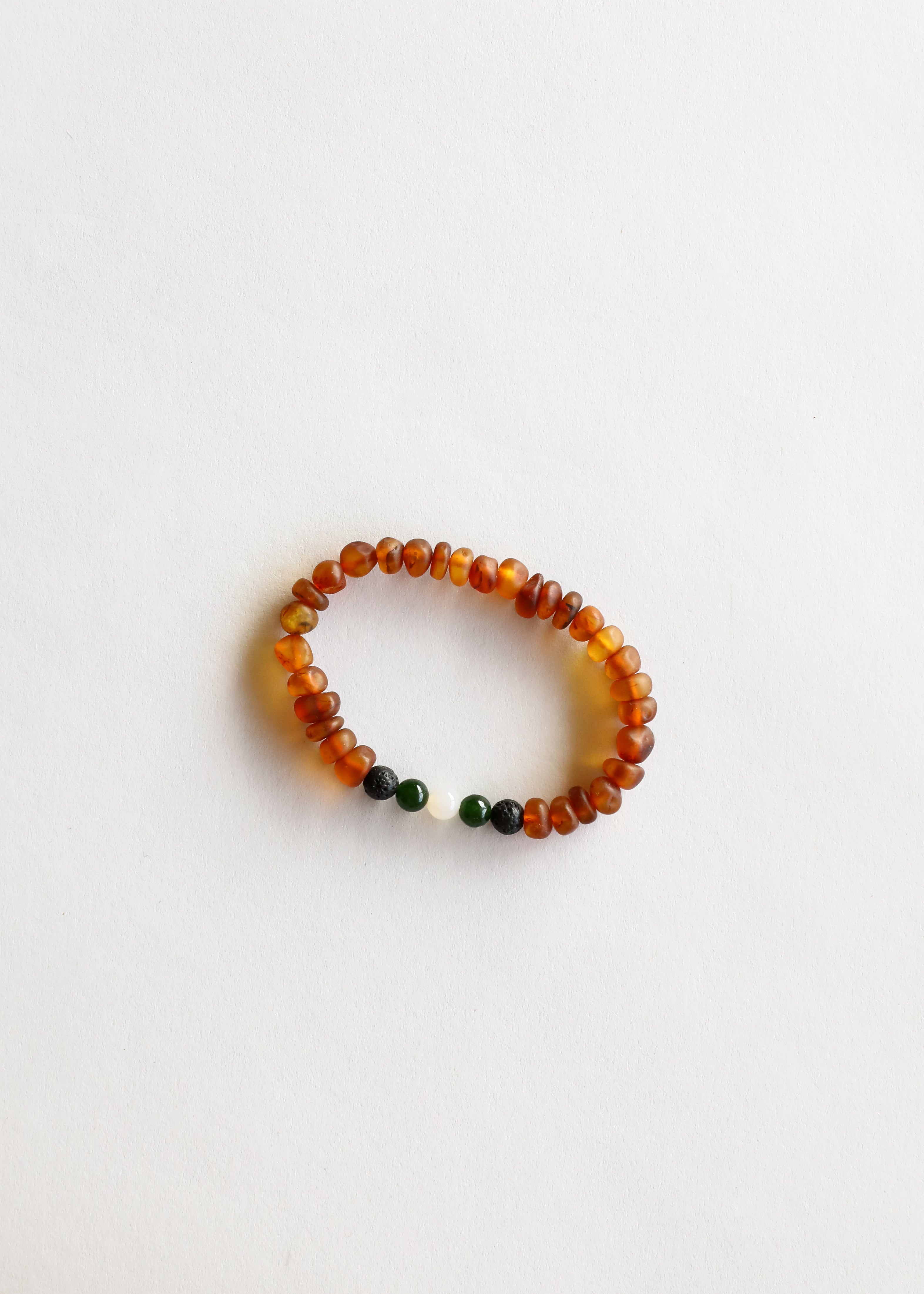 Raw Cognac Baltic Amber || Lava + Jade + Agate || Adult Bracelet by CanyonLeaf