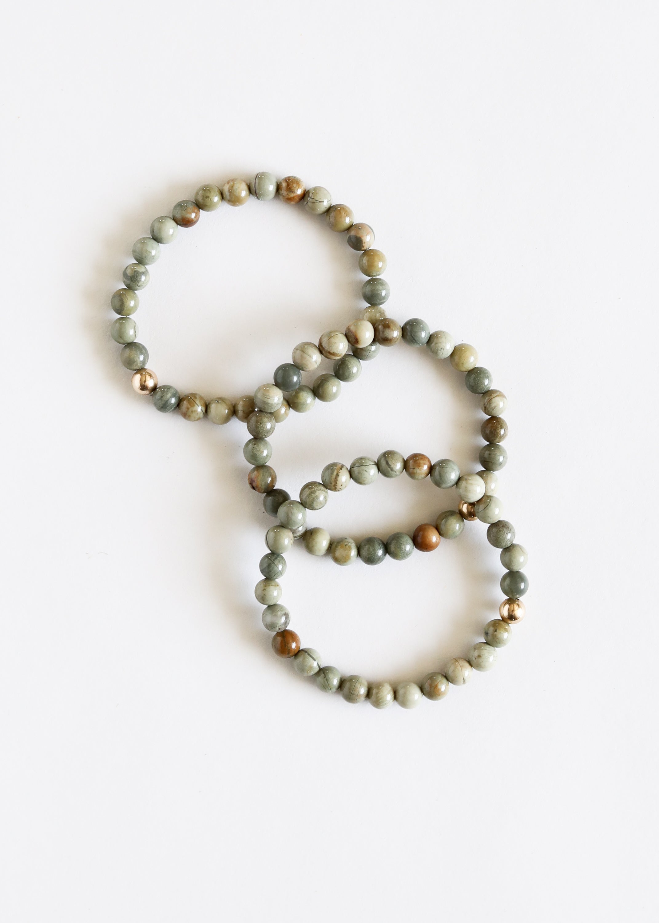 Silver Leaf Jasper + 14k Gold Filled || Adult Bracelet by CanyonLeaf