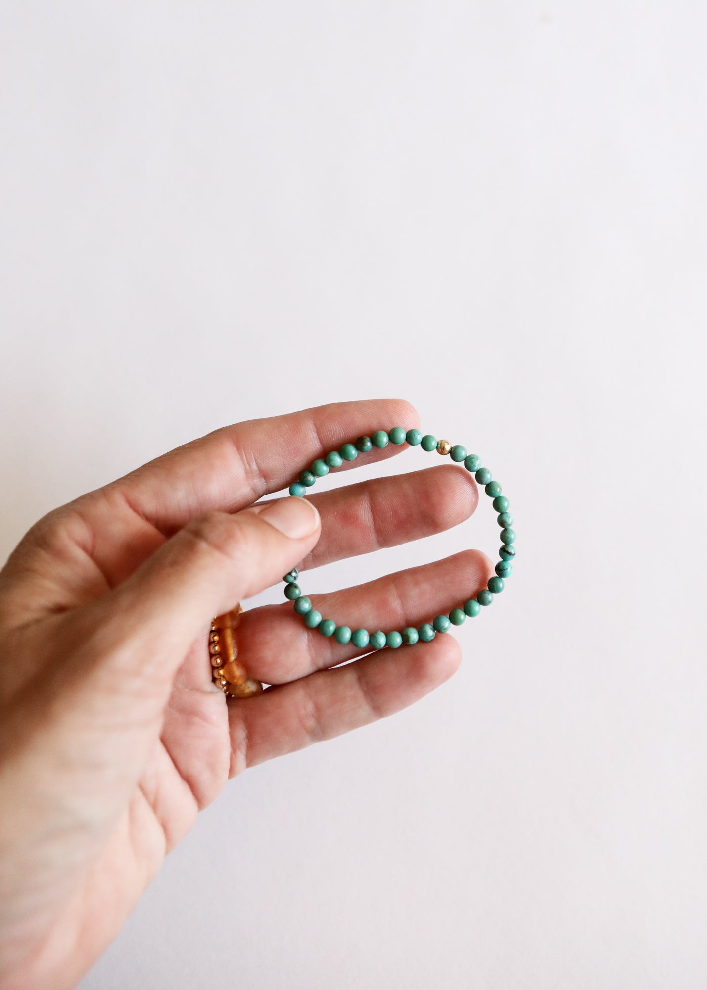 Natural Turquoise + 14K Gold Filled || Beaded Stretch Bracelet by CanyonLeaf