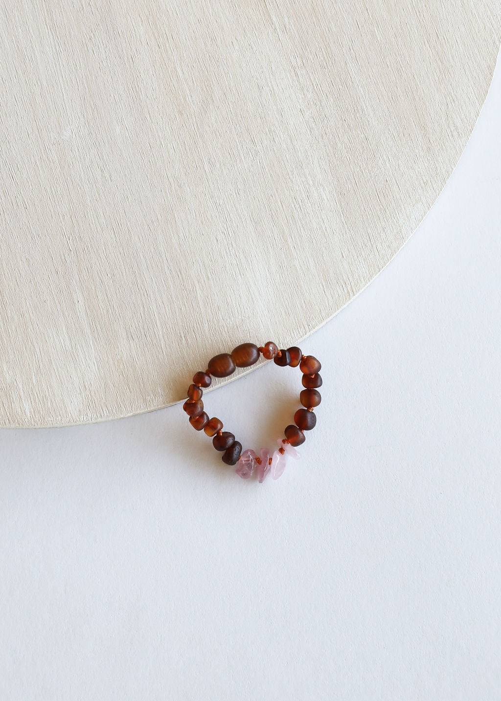 Raw Cognac Baltic Amber + Raw Rose Quartz || Anklet or Bracelet by CanyonLeaf
