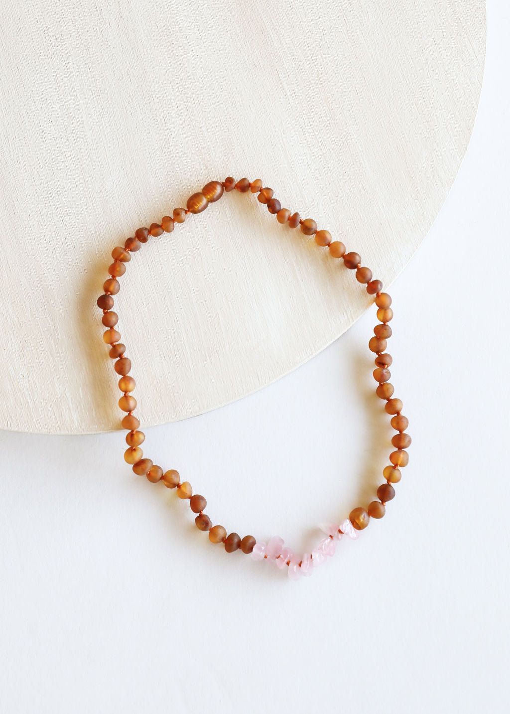 Raw Cognac Baltic Amber + Raw Rose Quartz || Necklace by CanyonLeaf