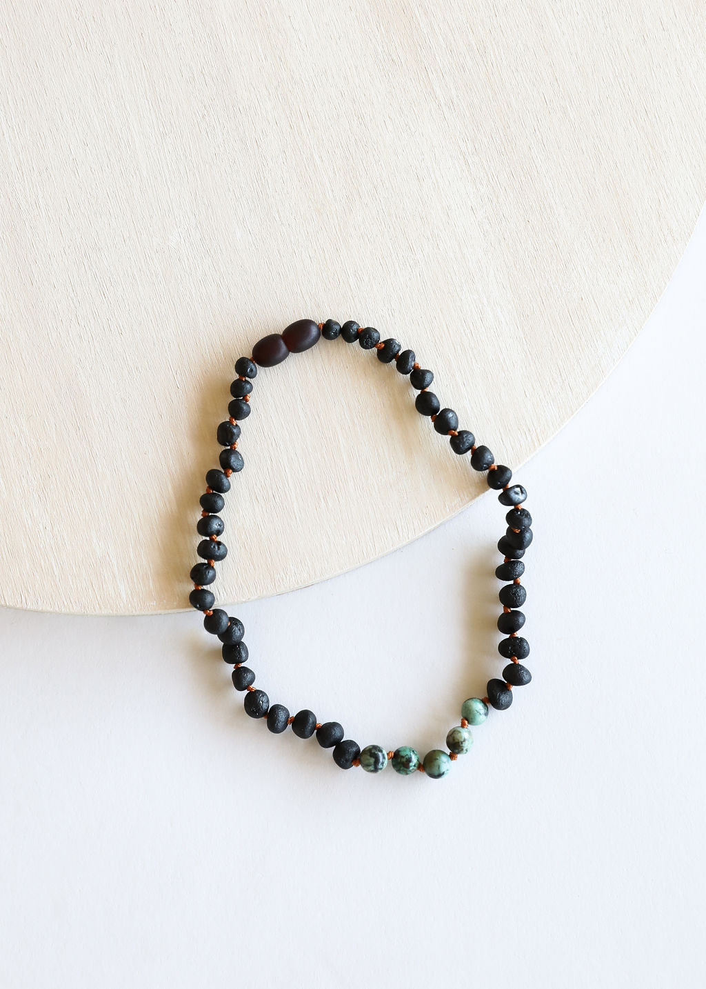 Raw Black Baltic Amber + Turquoise Jasper Necklace by CanyonLeaf