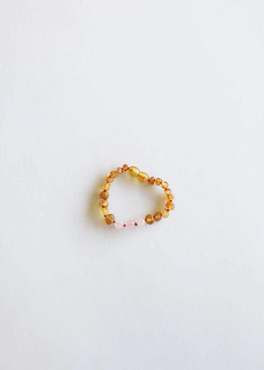 Raw Honey Baltic Amber + Rose Quartz || Anklet or Bracelet by CanyonLeaf