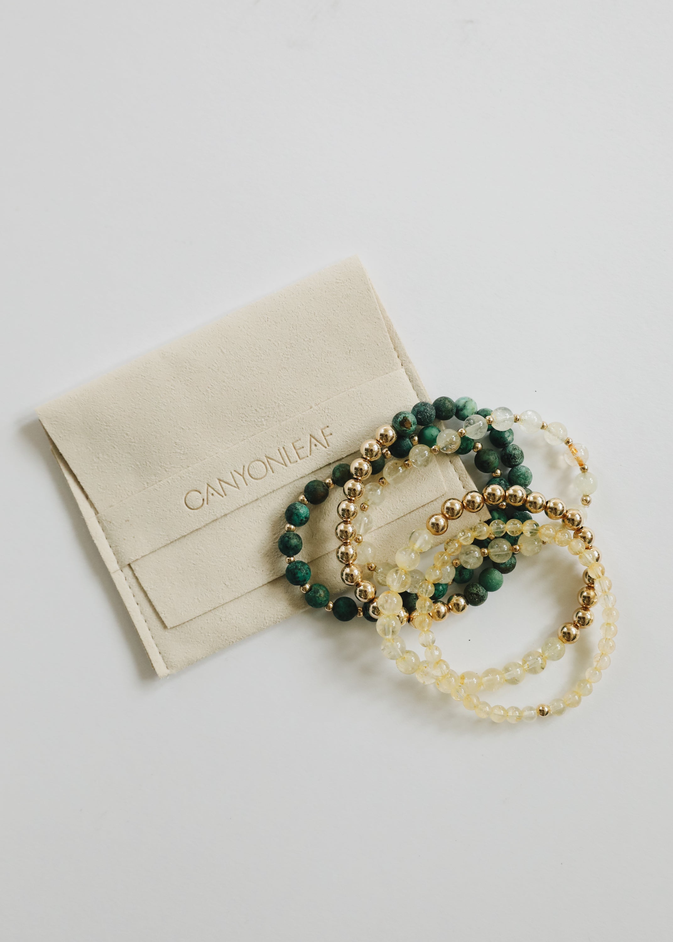 Dainty Citrine Gemstone + 14K Gold Filled || Beaded Stretch Bracelet by CanyonLeaf