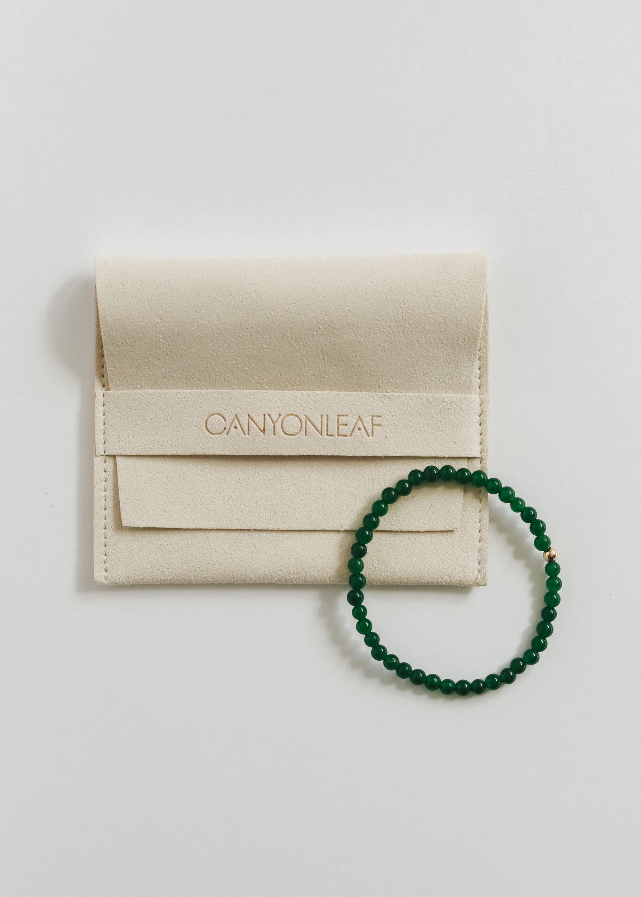 Dainty Green Jade + 14K Gold Filled || Beaded Stretch Bracelet by CanyonLeaf