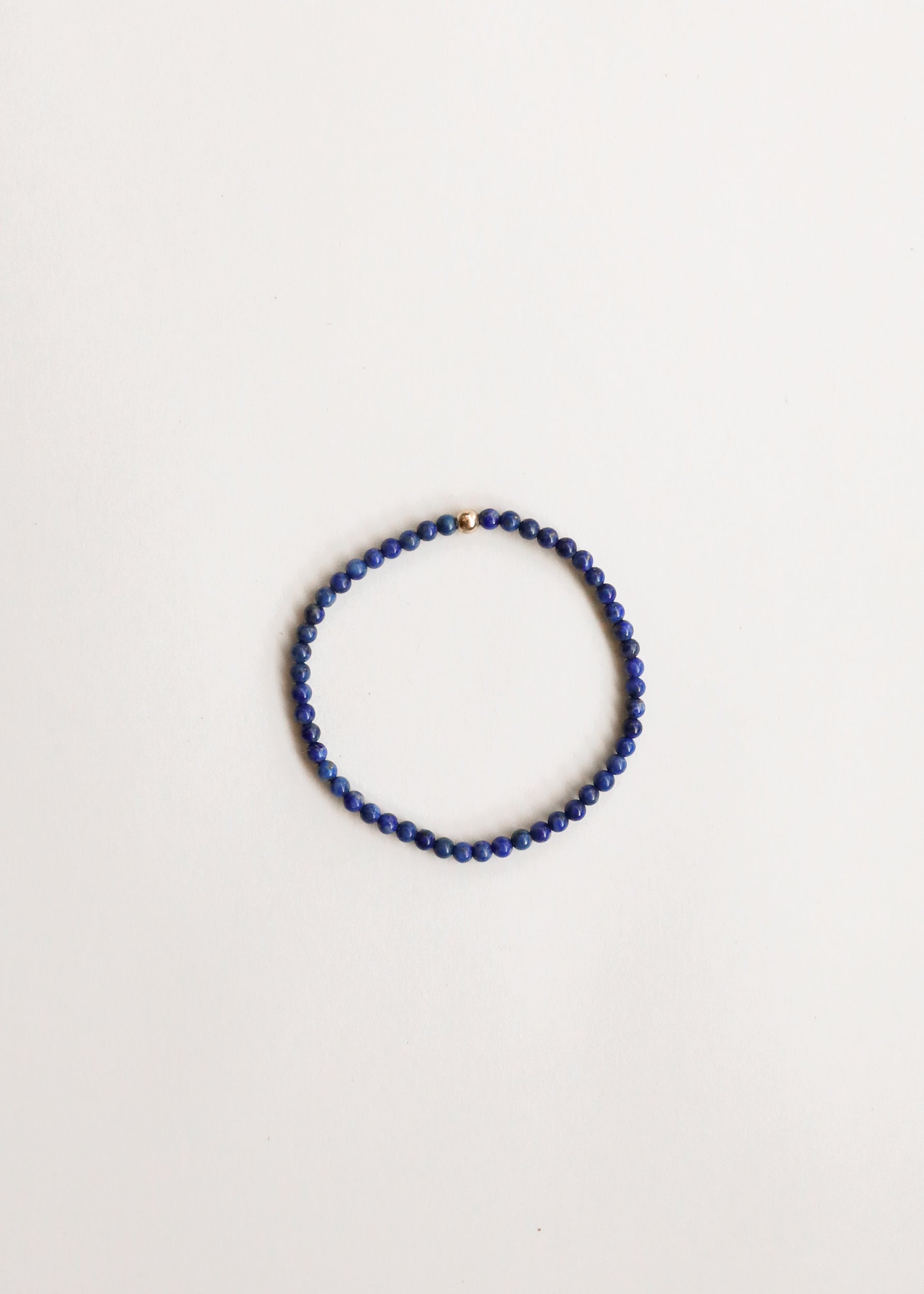 Lapis Lazuli + 14K Gold Filled Beaded Stretch Bracelet by CanyonLeaf