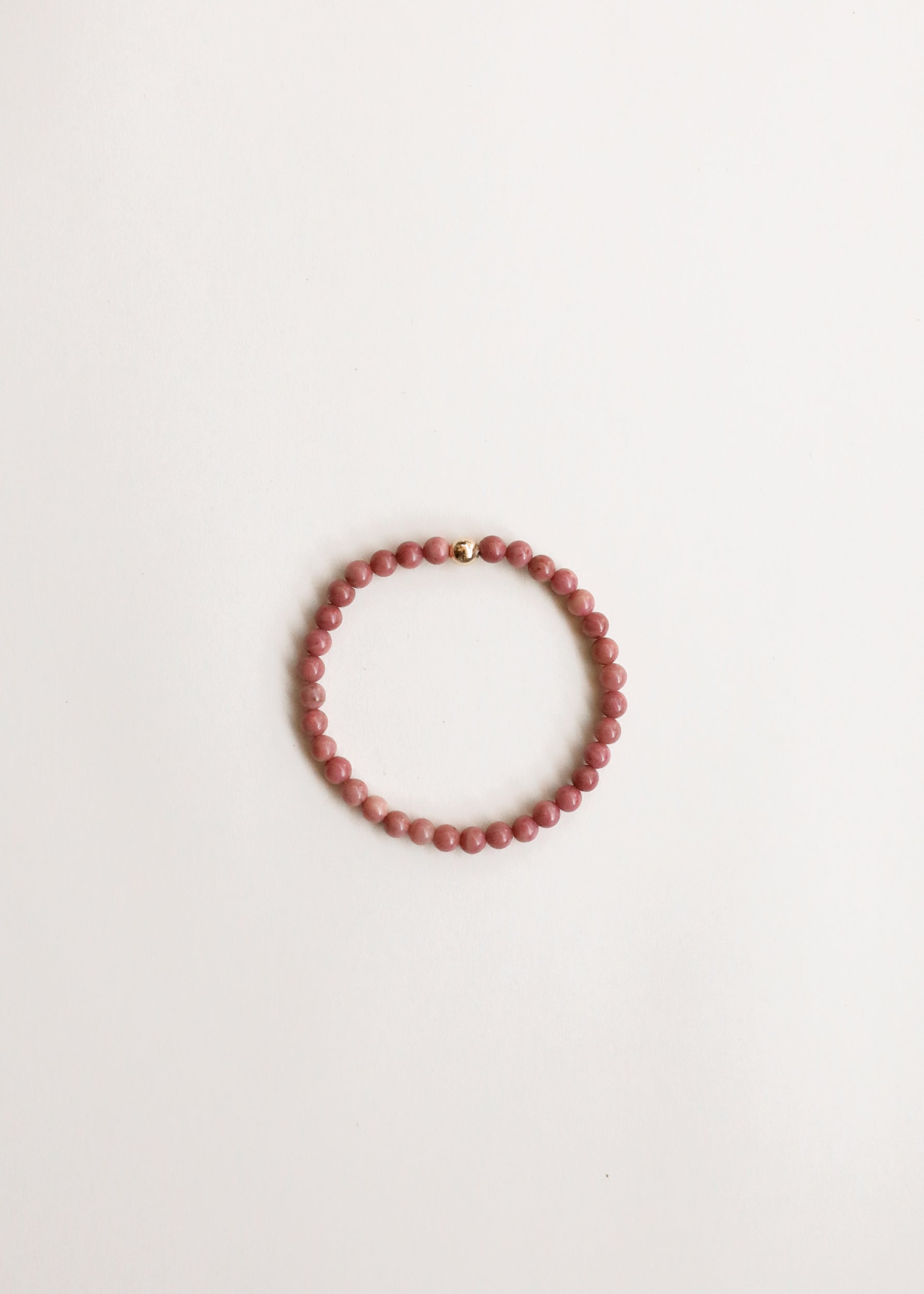 Natural Pink Rhodonite + 14k Gold Filled || Stretch Bracelet by CanyonLeaf