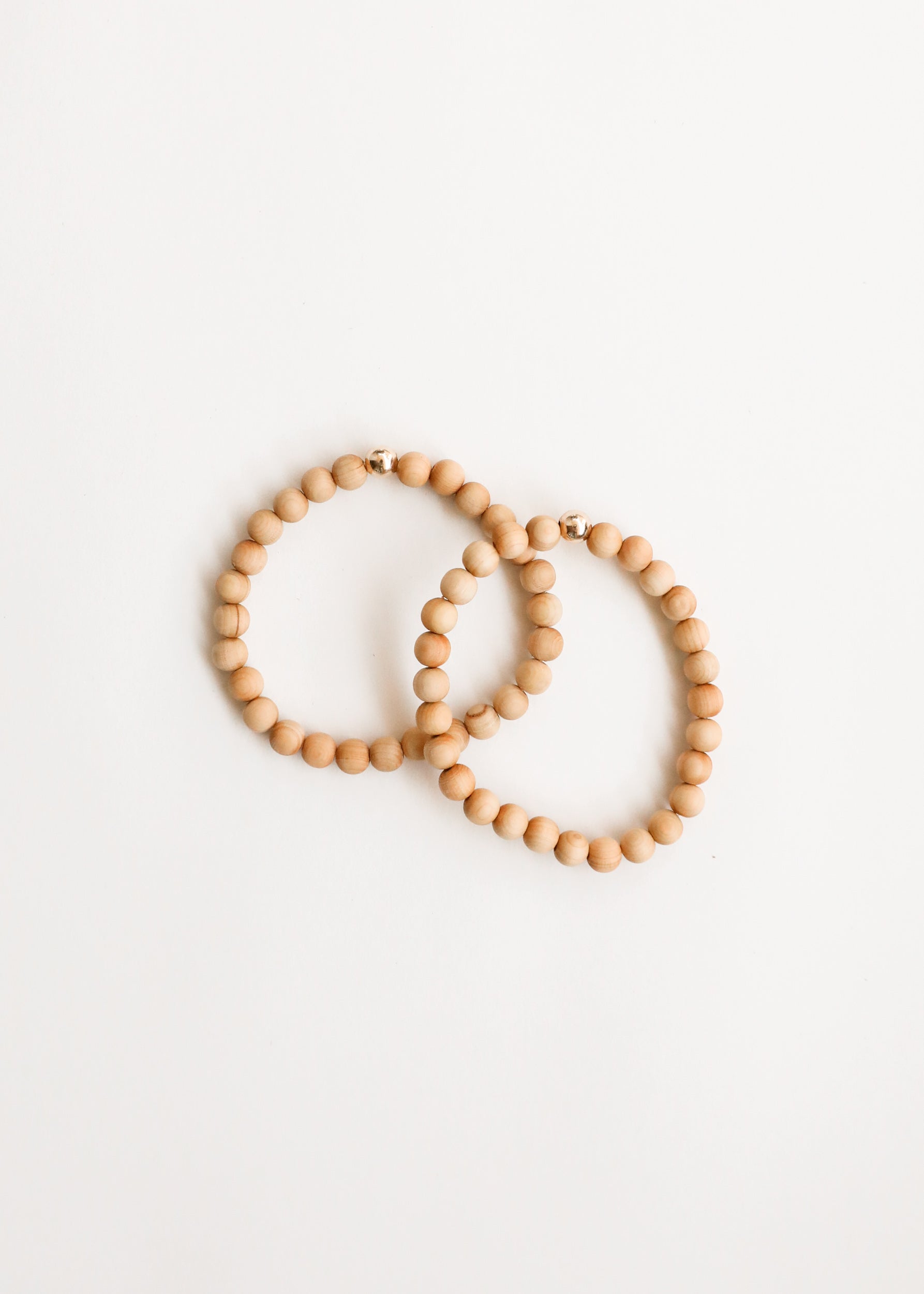 Cypress Wood + 14K Gold Filled || Beaded Stretch Bracelet by CanyonLeaf