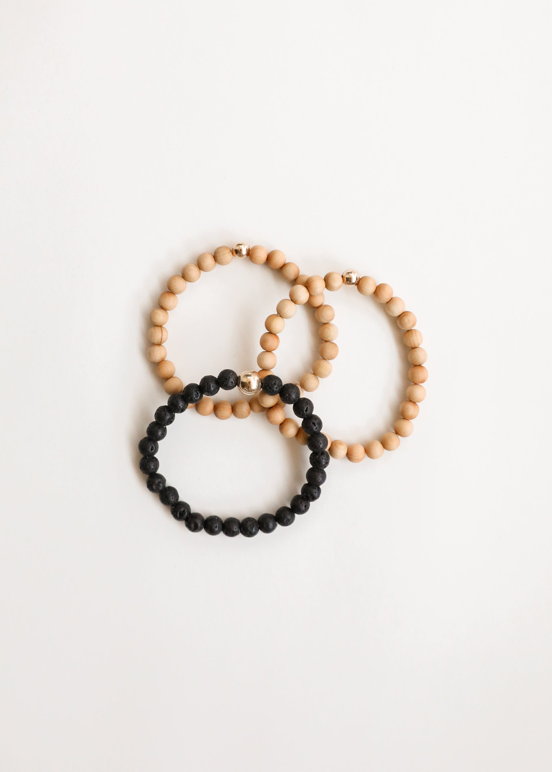 Cypress Wood + 14K Gold Filled || Beaded Stretch Bracelet by CanyonLeaf