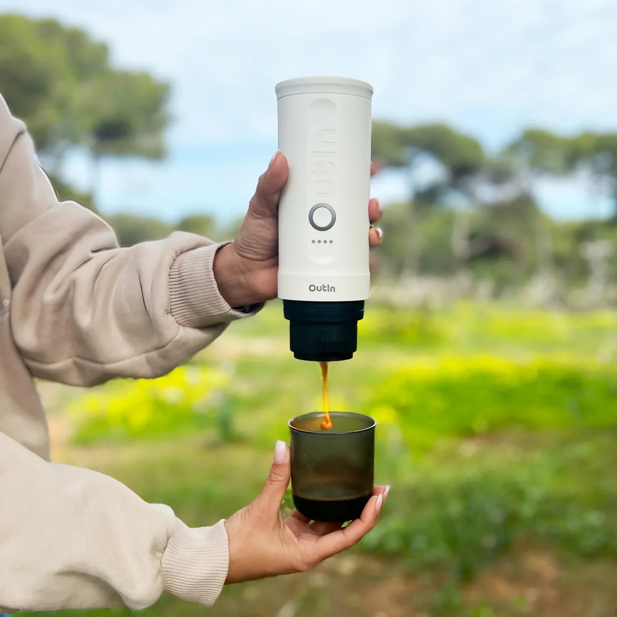 Nano Portable Espresso Machine (Pearl White) by OutIn