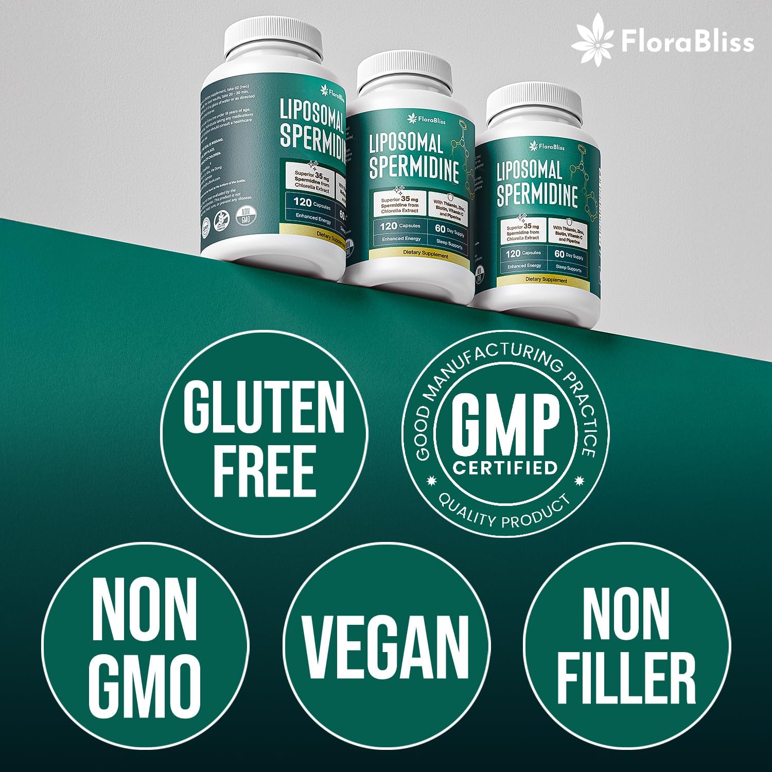 Spermidine Supplement from Chlorella with Thiamin, Zinc, Biotin, & Vitamin C | 120 Capsules | Gluten-Free for Cellular Renewal, Healthy Aging & Vitality Support | 60-Day Supply by FreshDrinkUS - Natural and Premium Herbal Tea