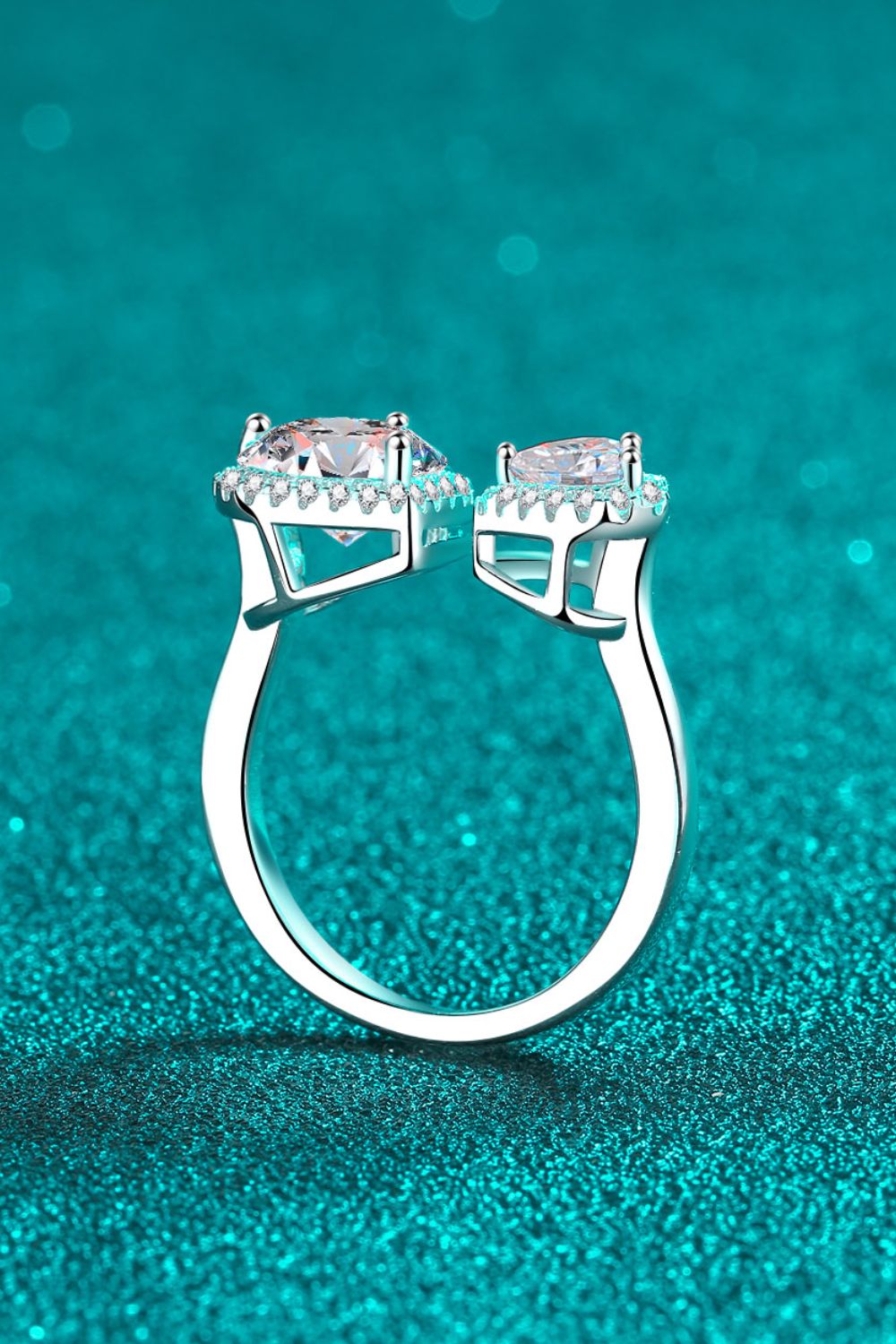 Sparkala™ Open Double Heart Ring (Platinum Over Pure Sterling Silver) by Sparkala