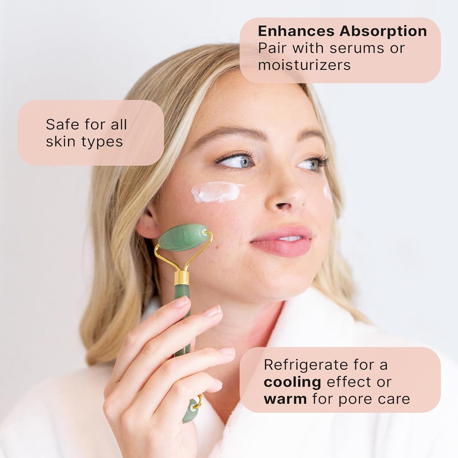 Jade Roller for Face - Smoothes Fine Lines & Wrinkles, Face Massager Skin Care Tools with Small Eye Roller for Puffy Eyes, De-Puffing & Firming Facial Tool, Self Care Gifts for Women by Korean Skin Care