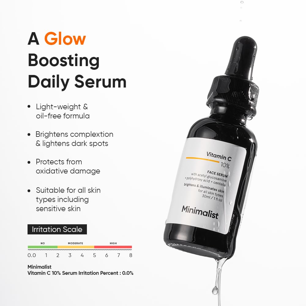 Minimalist 10% Vitamin C Face Serum For Glowing Skin by Dista