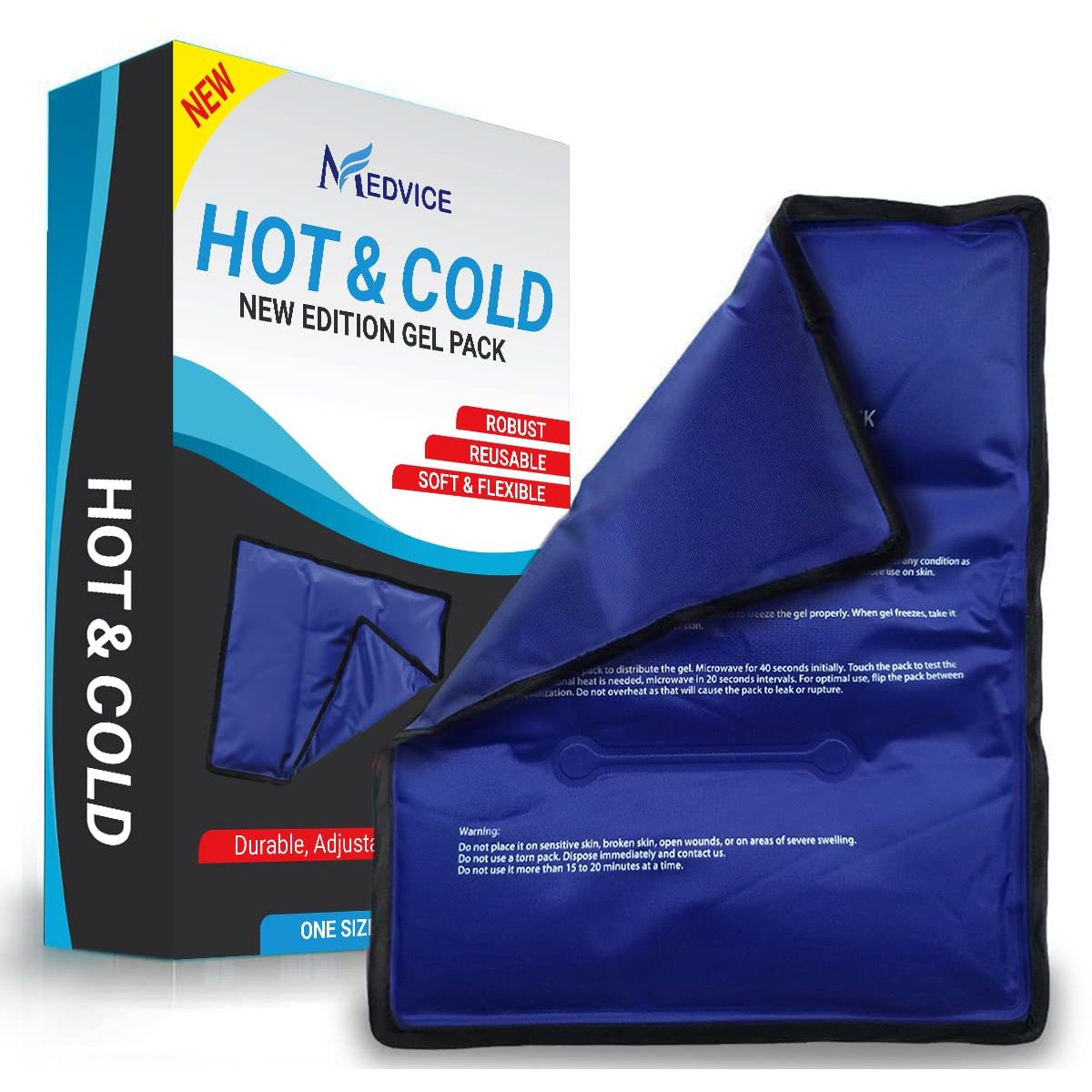 Reusable Hot and Cold Gel Pack (Large) - Flexible Compress for Pain Relief, Injuries & Recovery (2-Pack) by Pasteur Pharmacy