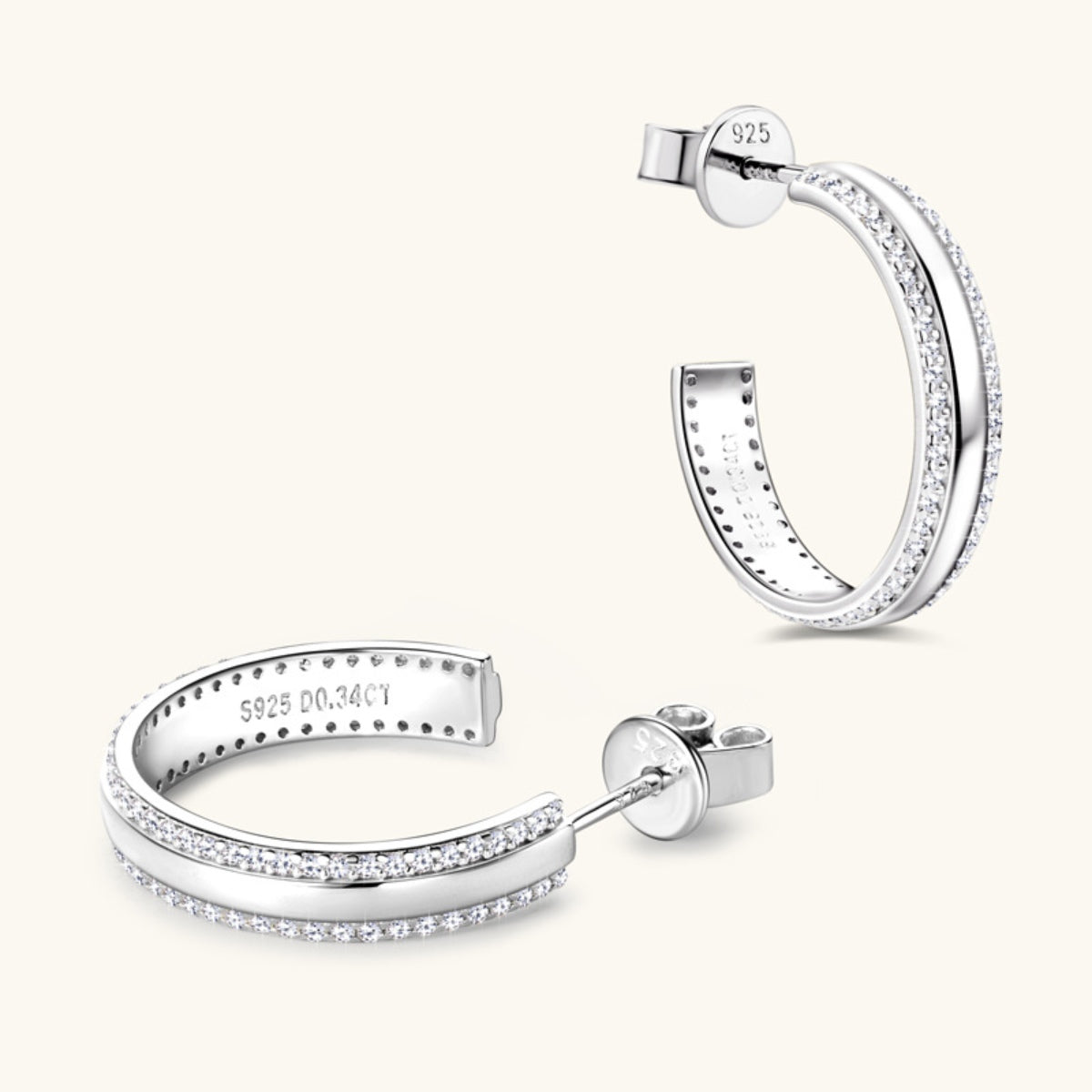 Pure Sterling Silver Inlaid Sparkala™ C-Hoop Earrings by Sparkala
