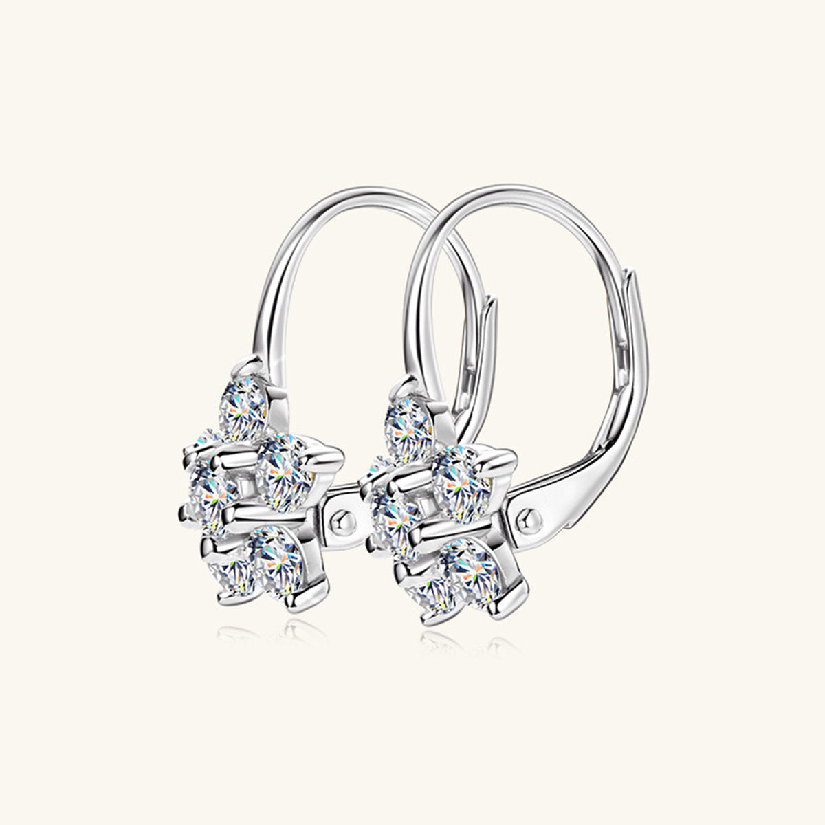 1.2 Carat Pure Sterling Silver Sparkala™ Flower Huggie Earrings by Sparkala