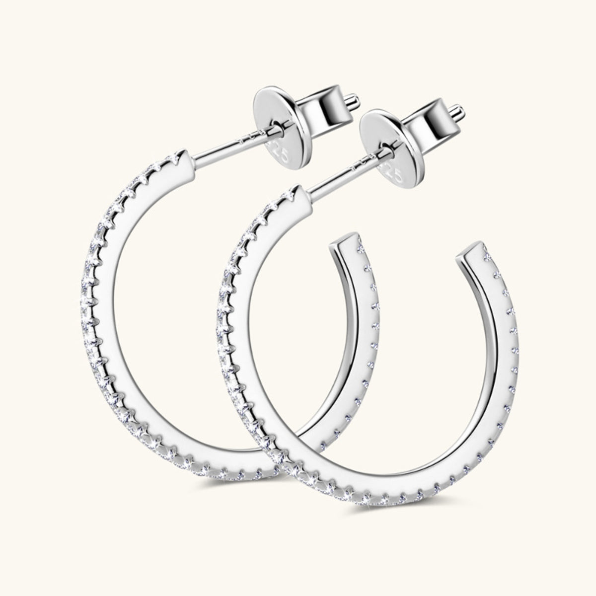 Inlaid Sparkala™ Pure Sterling Silver C-Hoop Earrings by Sparkala